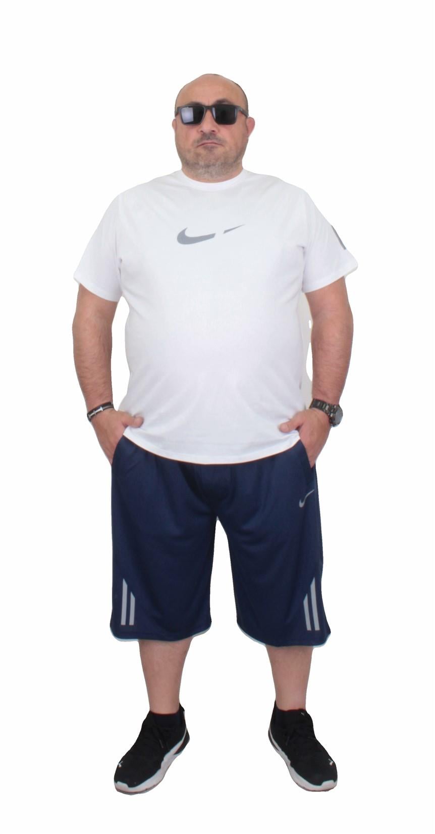 Erkek Büyük Beden Kapri-Tişört Takım NK TK720 Marin