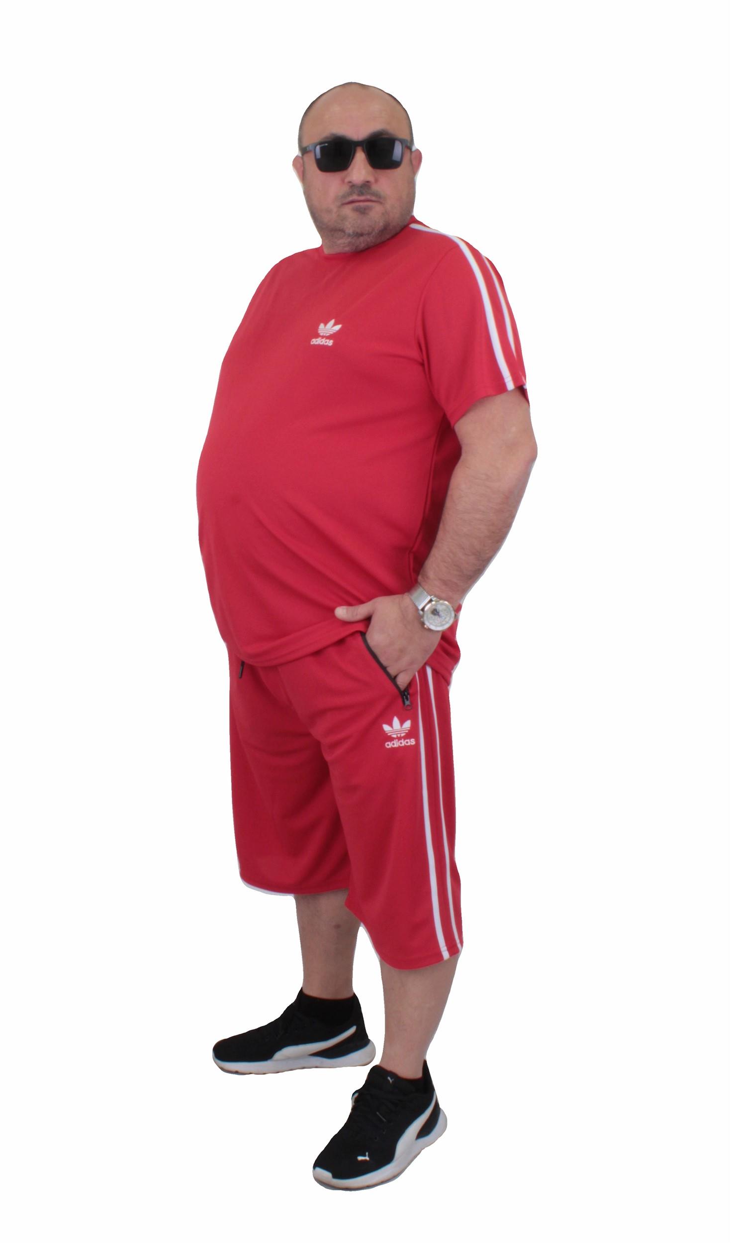 Erkek Büyük Beden Kapri-Tişört Takım ADDS TK719 KIRMIZI