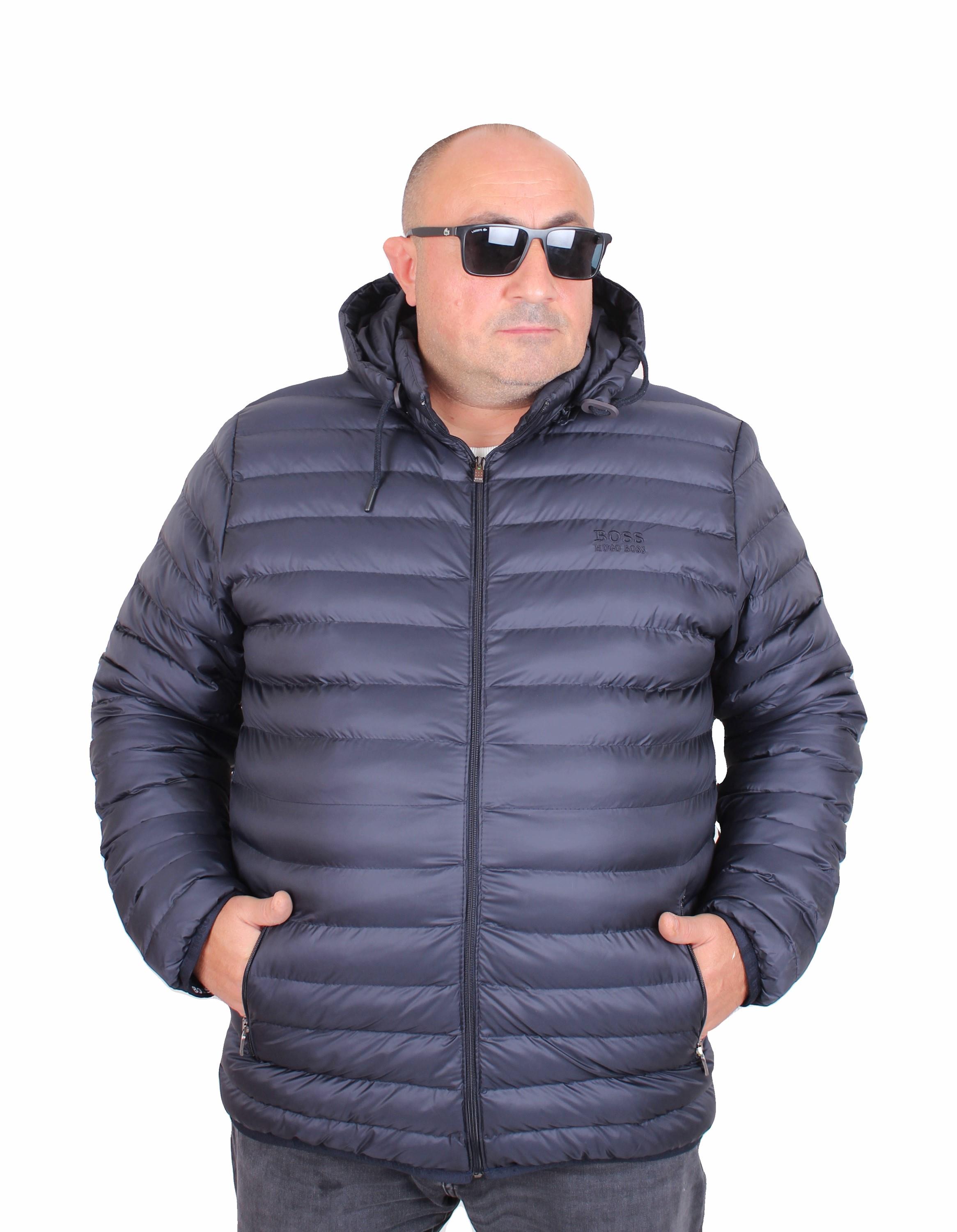 Erkek Büyük Beden Kapuşonlu Mont Bss 24825 LACIVERT