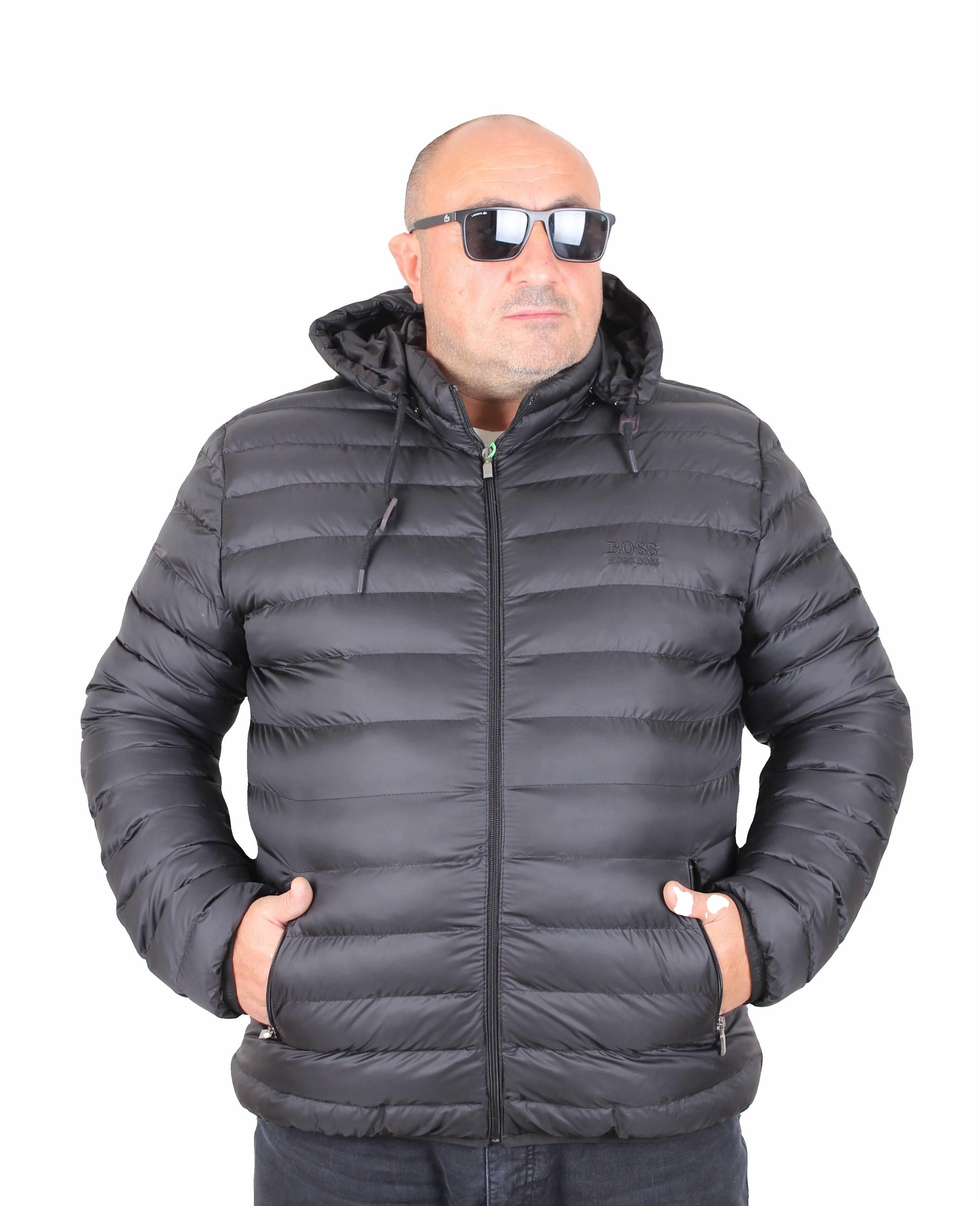 Erkek Büyük Beden Kapuşonlu Mont Bss 24825 SIYAH