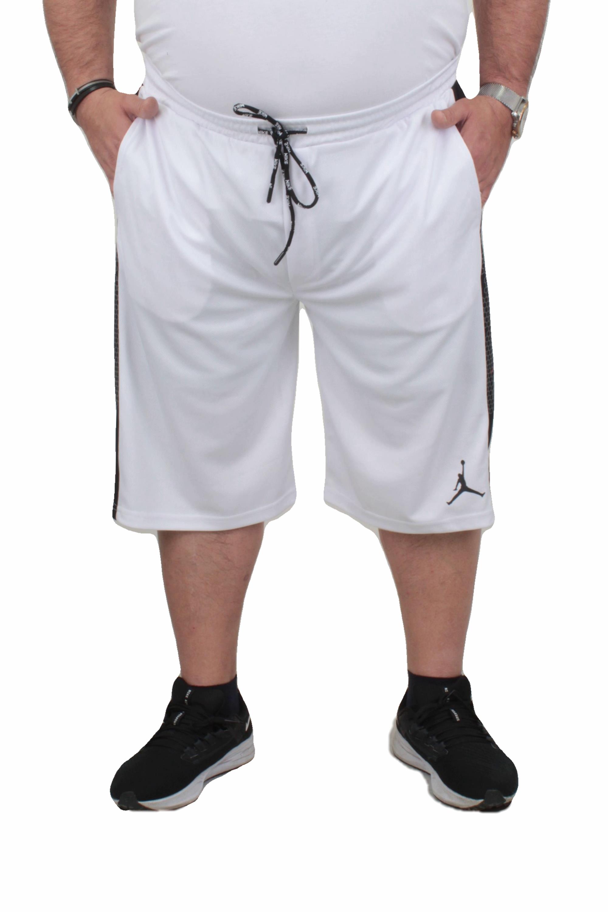 Erkek Büyük Beden Likralı Şort Damla Desen NKE 24638 BEYAZ