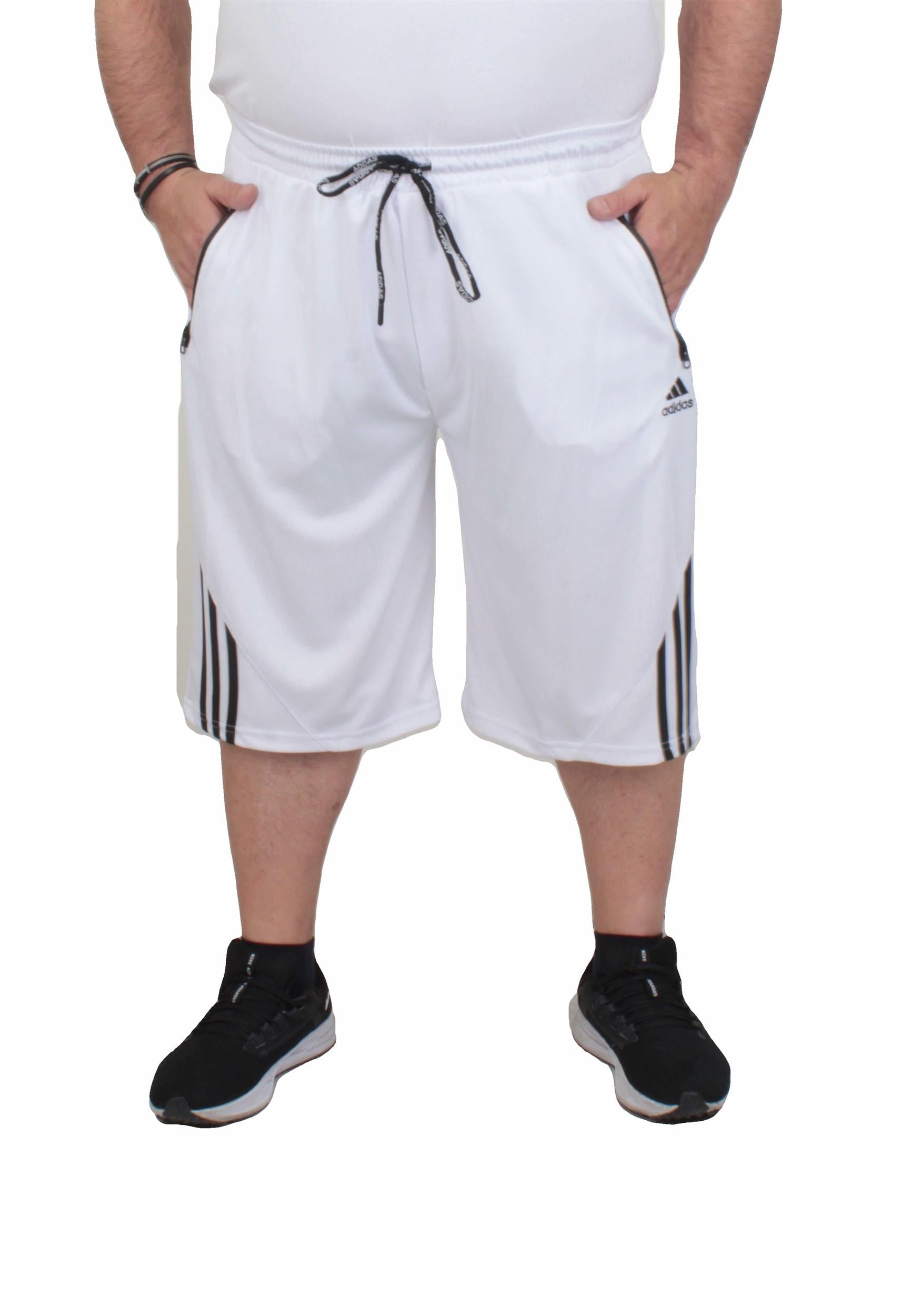 Erkek Büyük Beden Likralı Şort Damla Desen 24637 BEYAZ