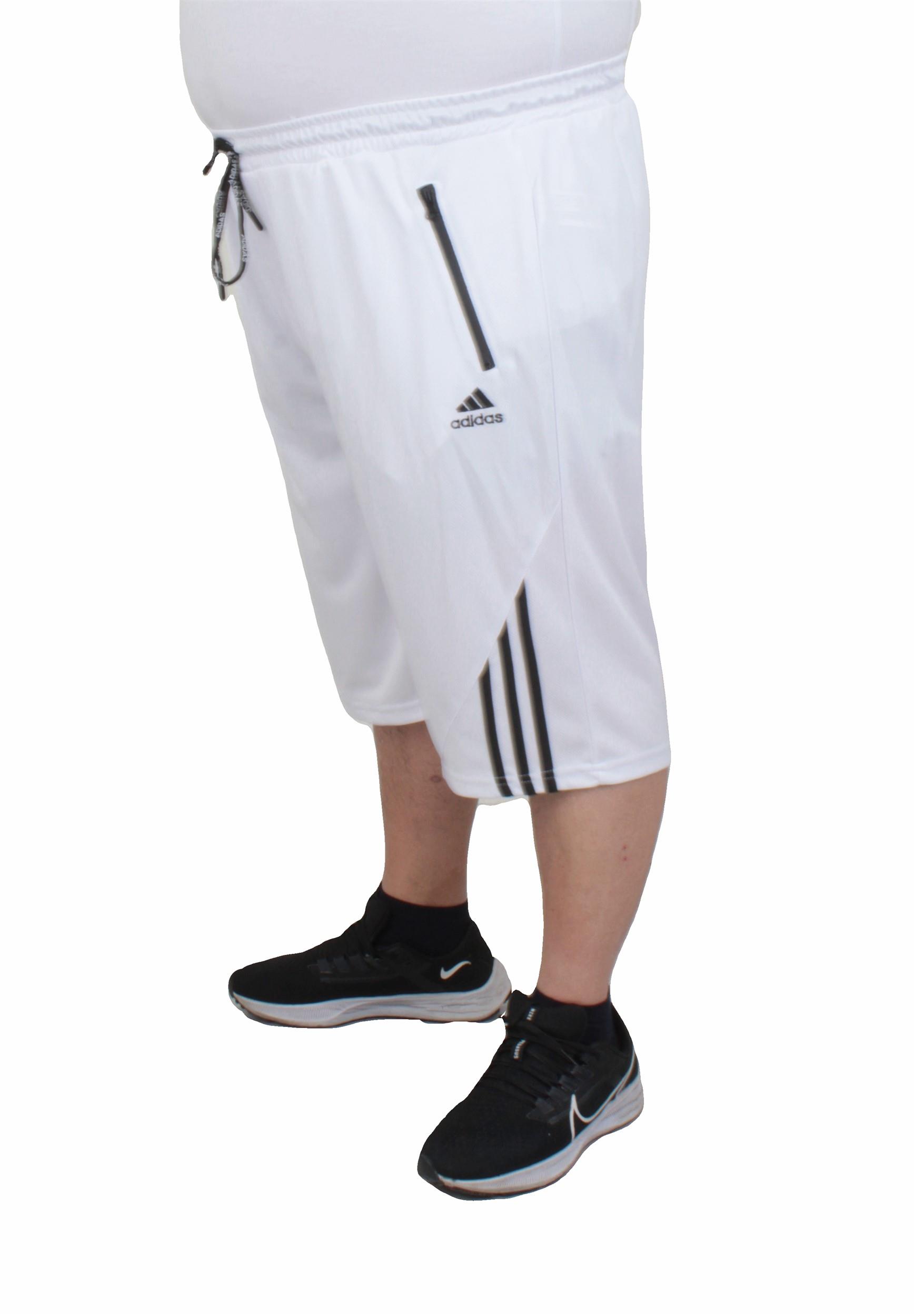 Erkek Büyük Beden Likralı Şort Damla Desen 24637 BEYAZ