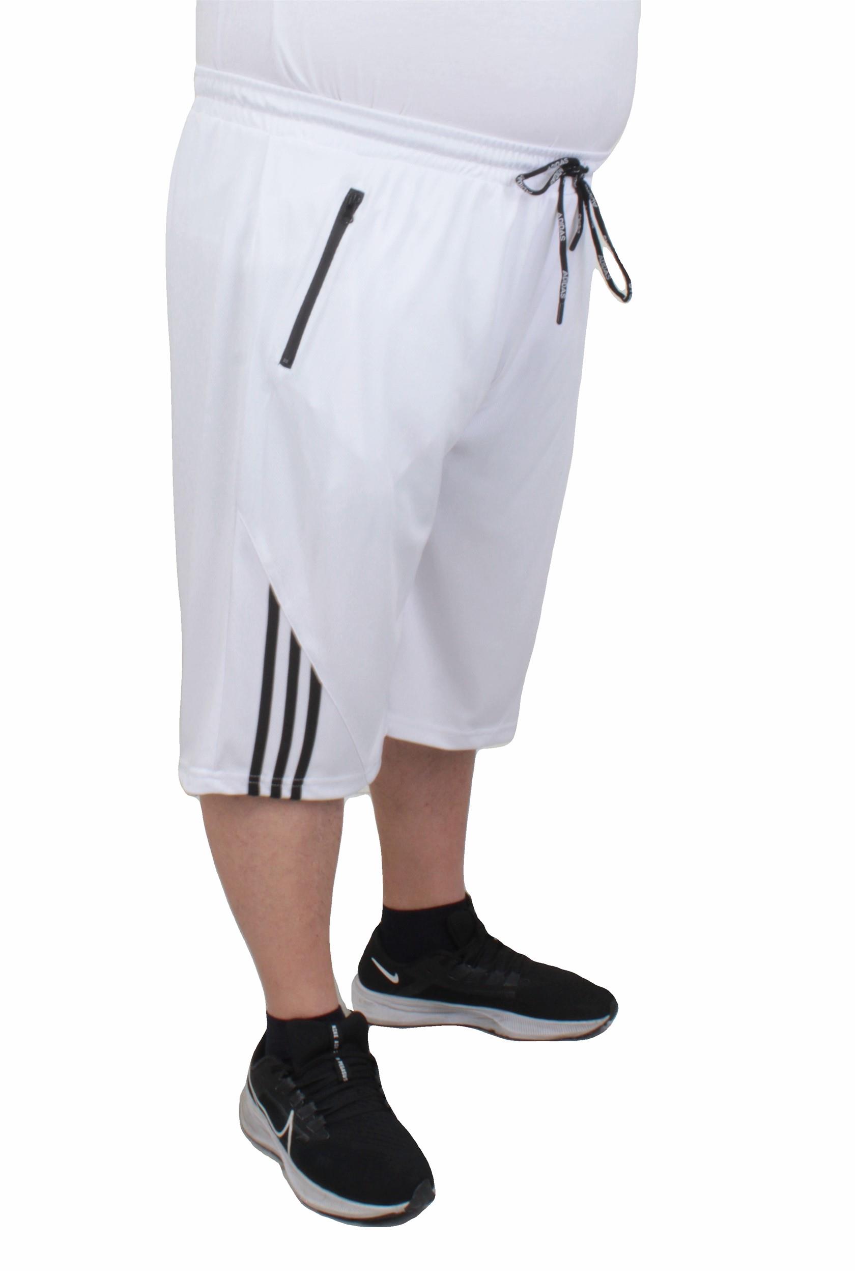 Erkek Büyük Beden Likralı Şort Damla Desen 24637 BEYAZ