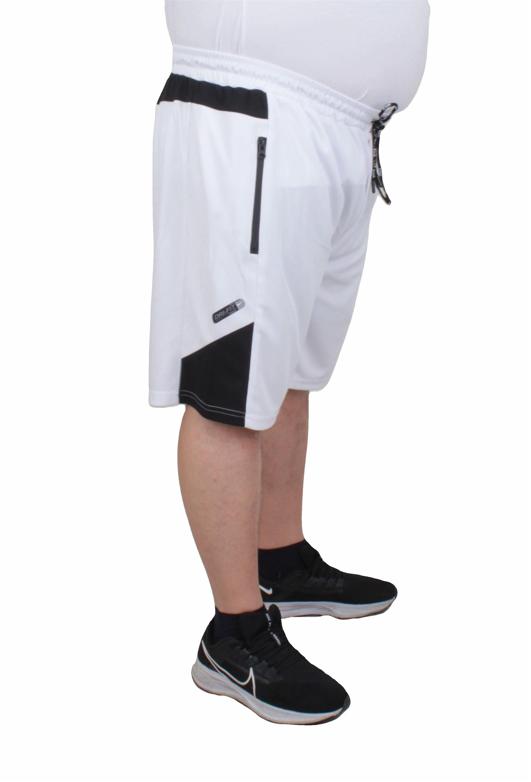 Erkek Büyük Beden Likralı Şort Damla Desen Dri Fit Nk 24639 BEYAZ