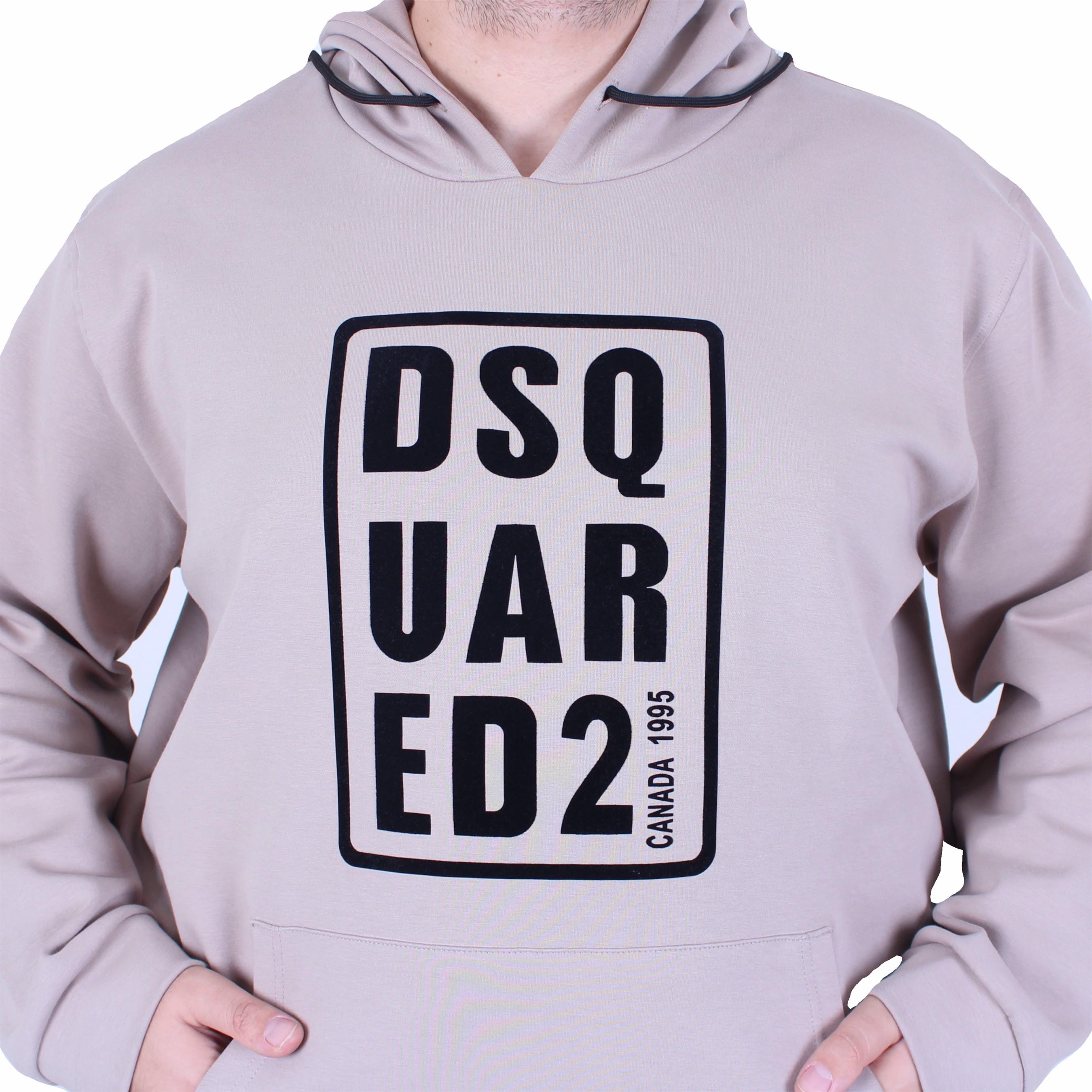 Erkek Büyük Beden Kapüşonlu Sweat Double Face DSQ 25712 BEJ