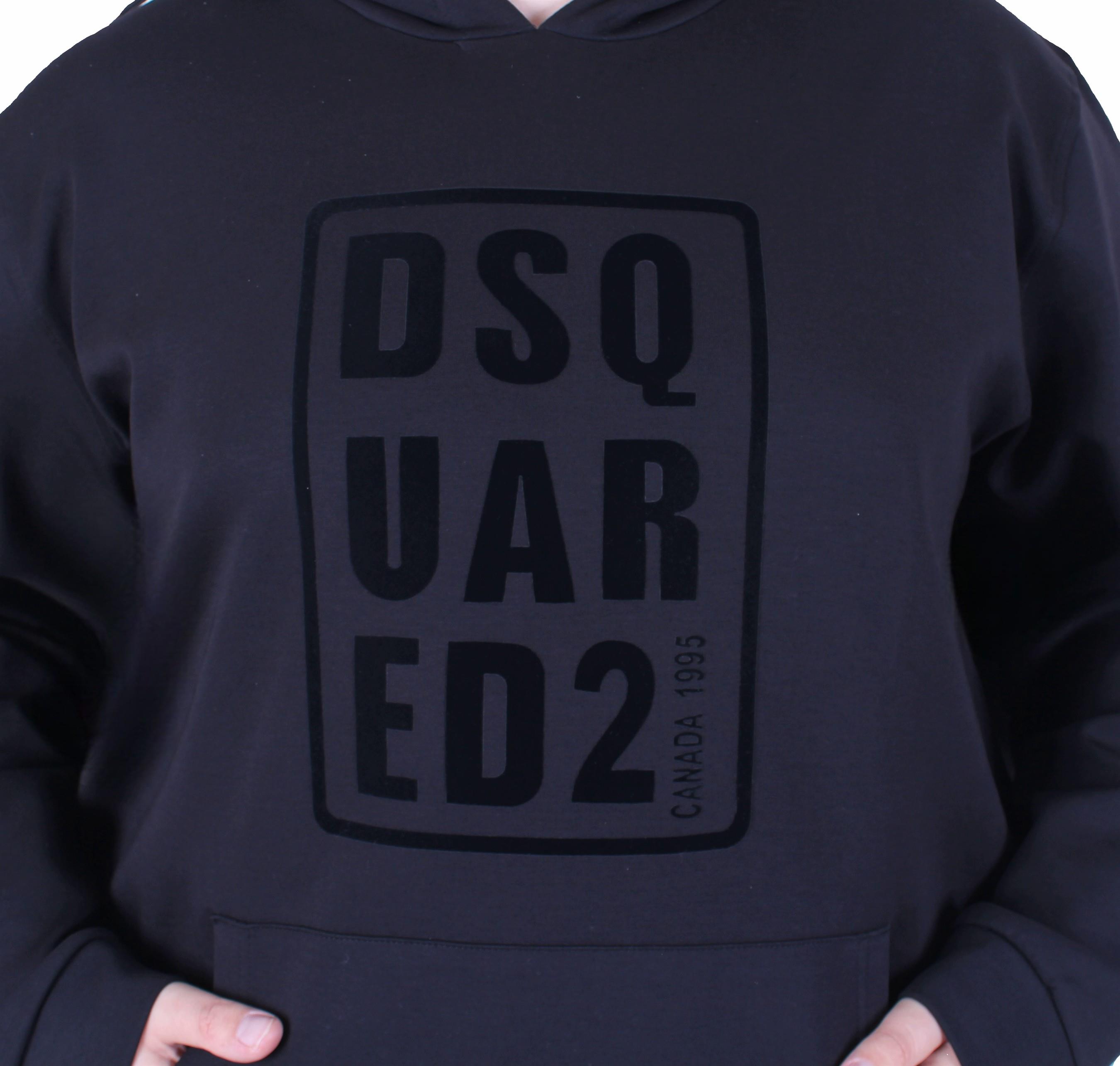 Erkek Büyük Beden Kapüşonlu Sweat Double Face DSQ 25712 SIYAH