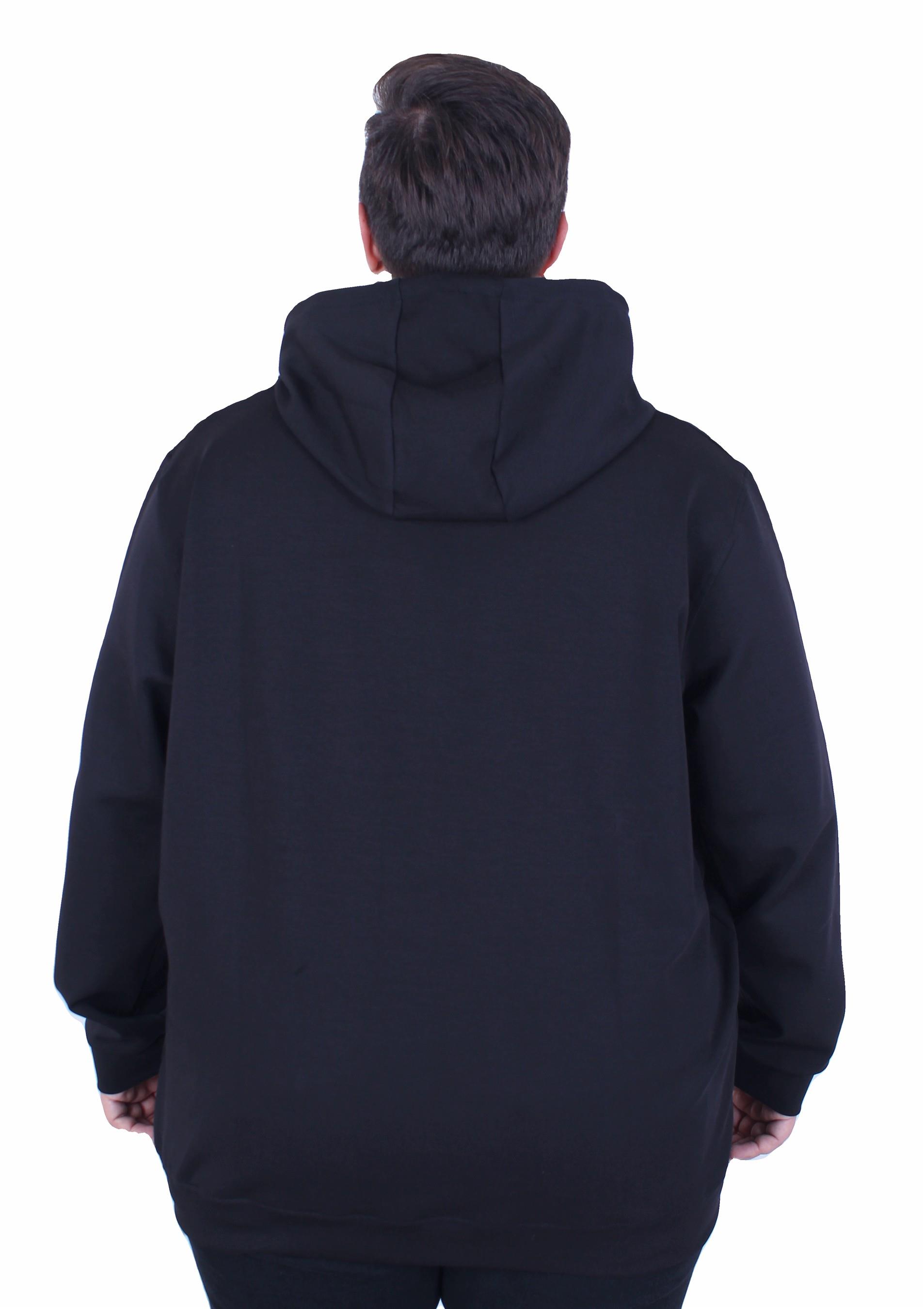 Erkek Büyük Beden Kapüşonlu Sweat Double Face DSQ 25712 SIYAH