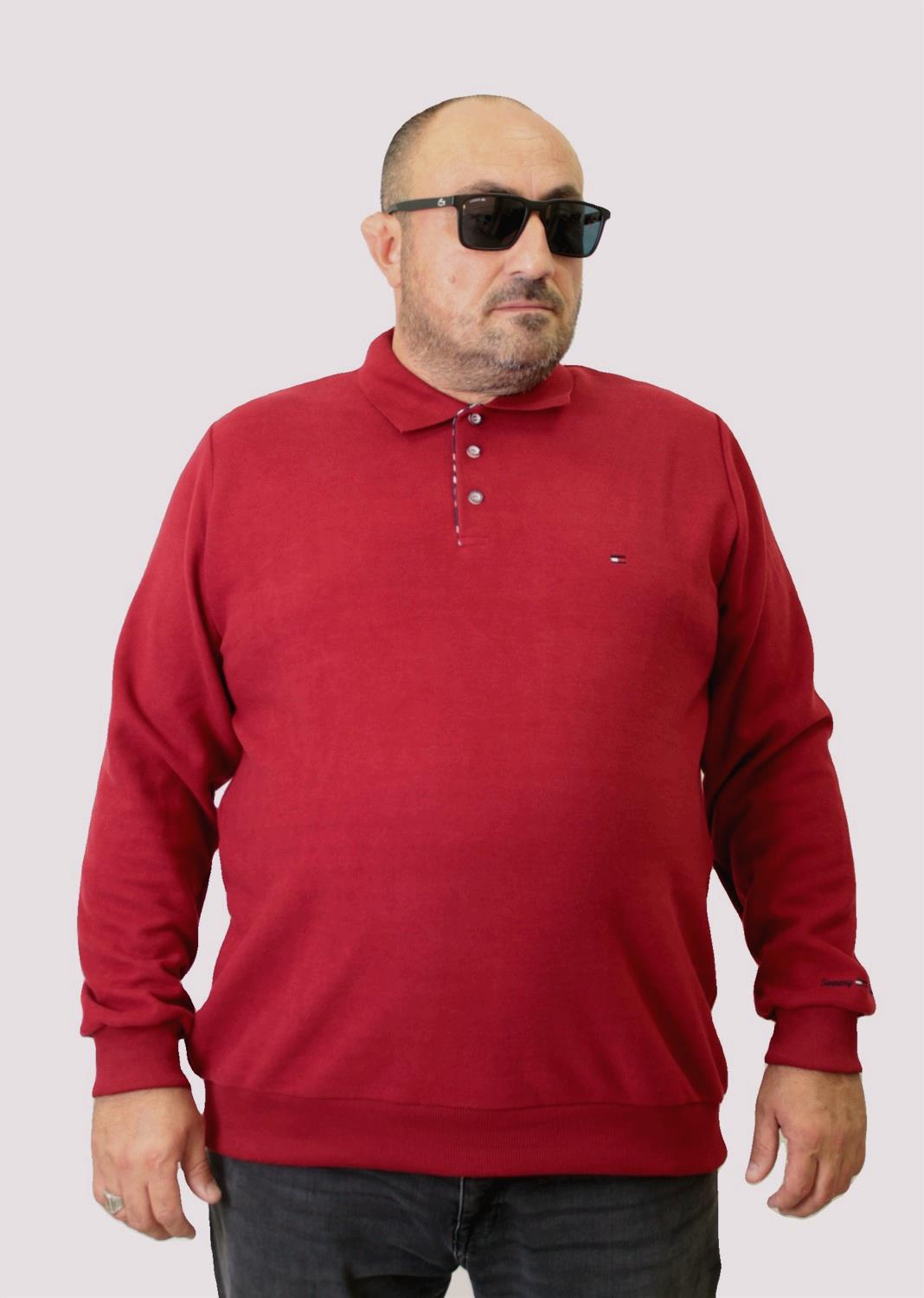 Erkek Büyük Beden Polo Yaka Sweat Tmy.24402 BORDO