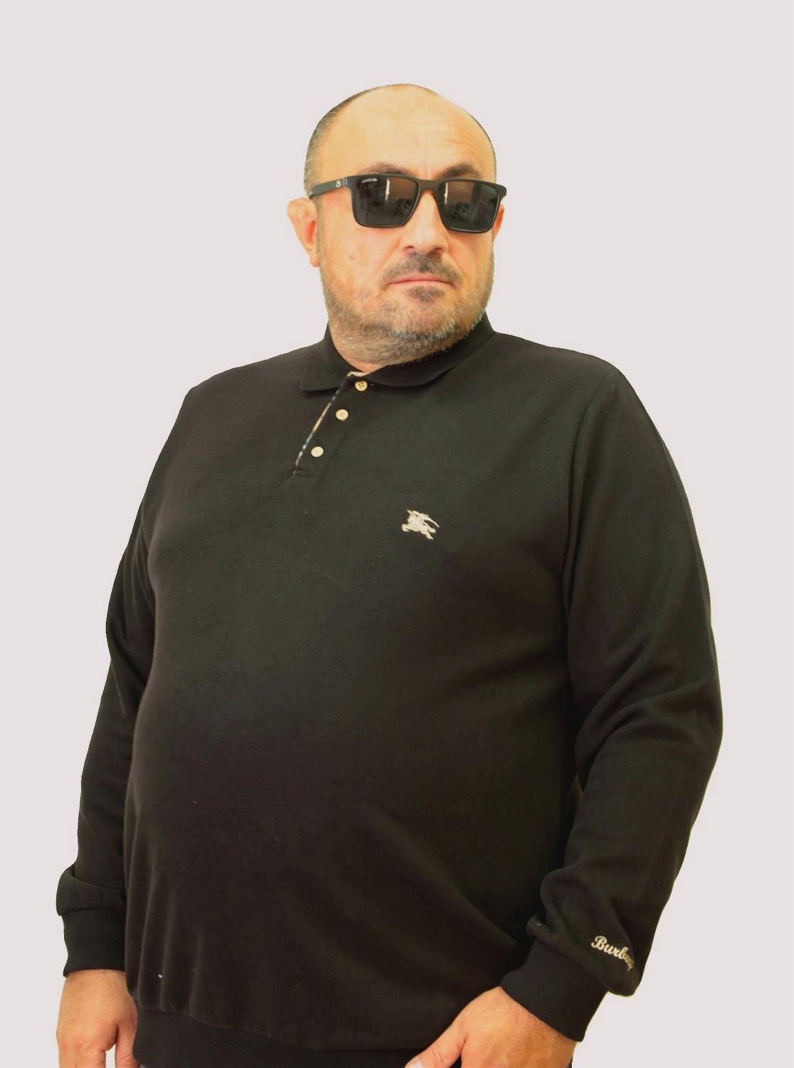 Erkek Büyük Beden Polo Yaka Sweat Brb 24400 SIYAH