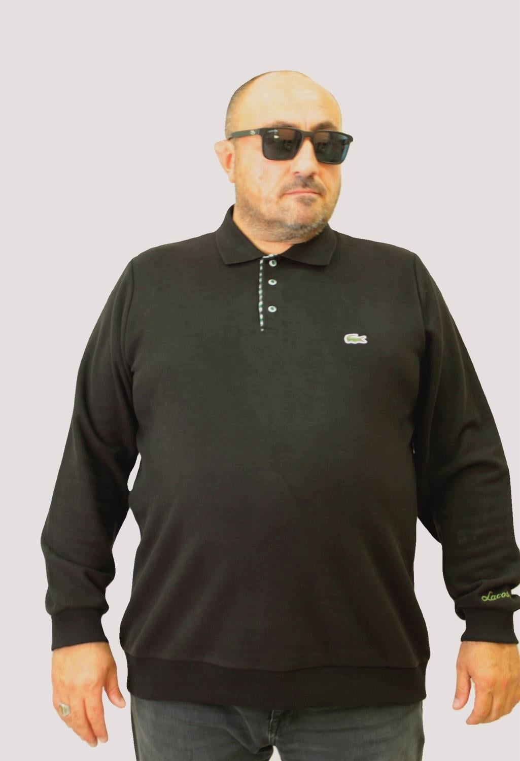 Erkek Büyük Beden Polo Yaka Sweat Lcs.24401 SIYAH