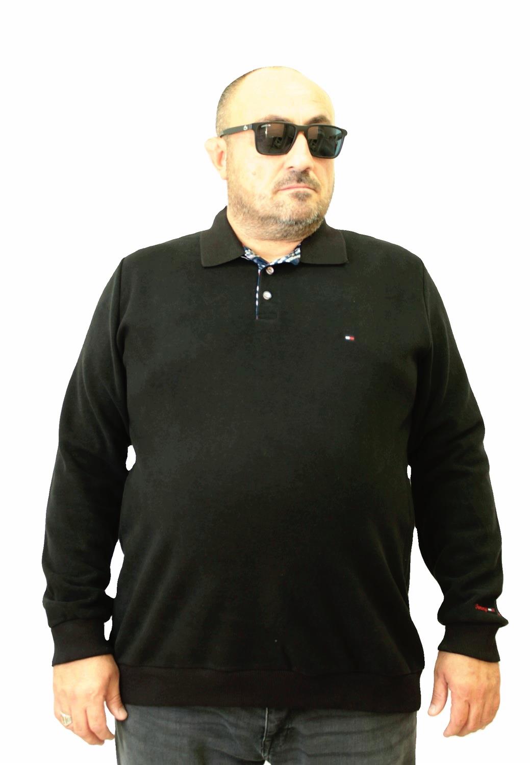 Erkek Büyük Beden Polo Yaka Sweat Tmy.24402 SIYAH