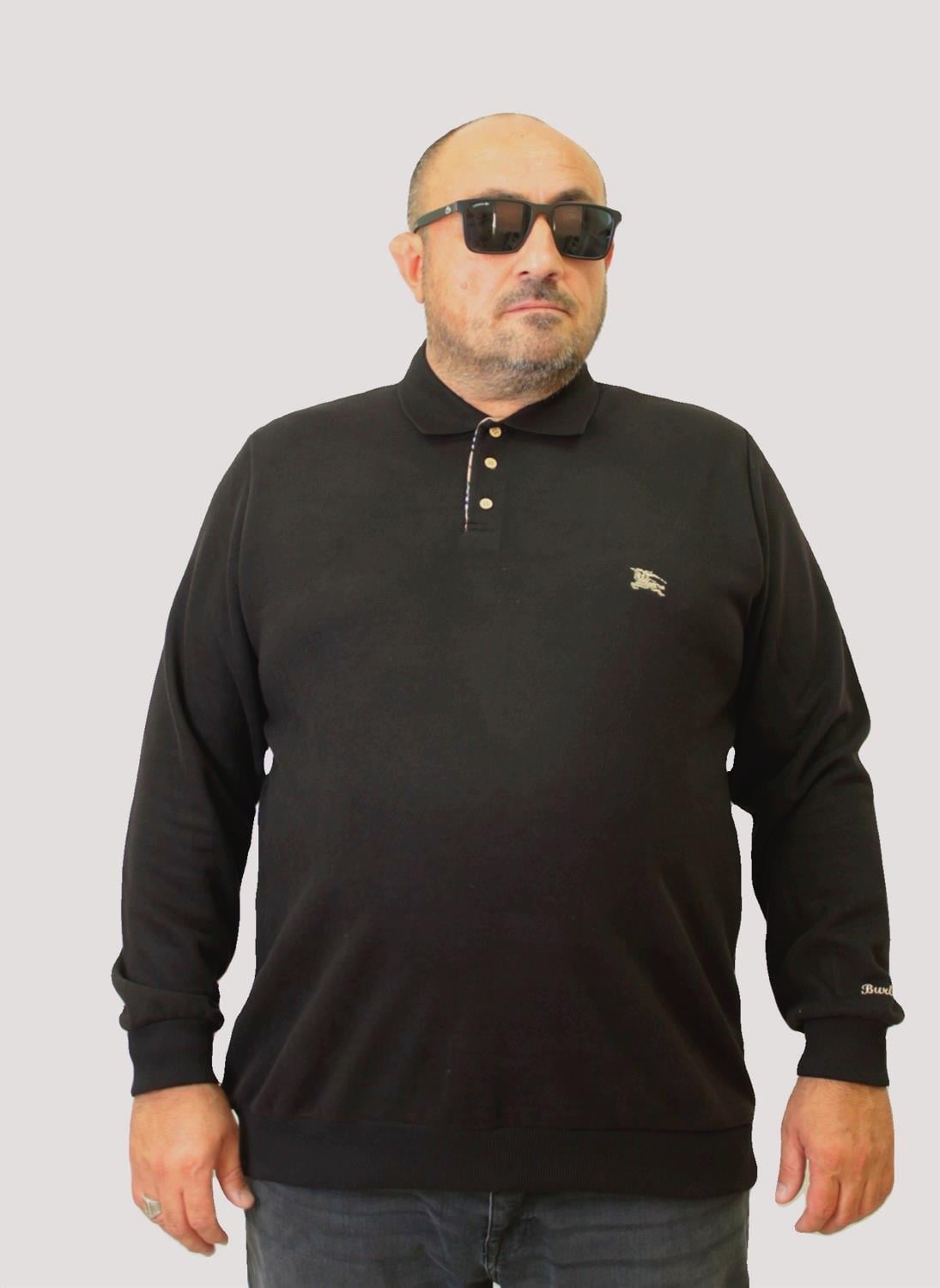 Erkek Büyük Beden Polo Yaka Sweat Brb 24400 SIYAH
