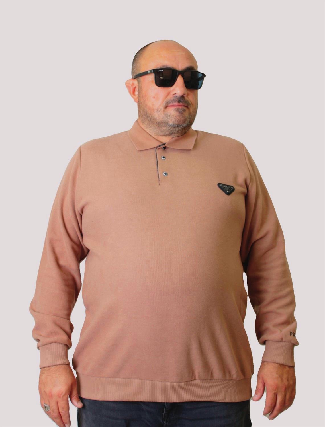 Erkek Büyük Beden Polo Yaka Sweat PRD 24405 S.KAHVE