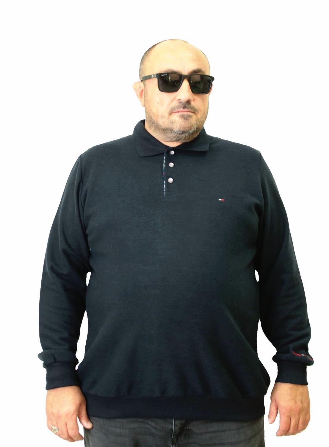 Erkek Büyük Beden Polo Yaka Sweat Tmy.24402 LACIVERT