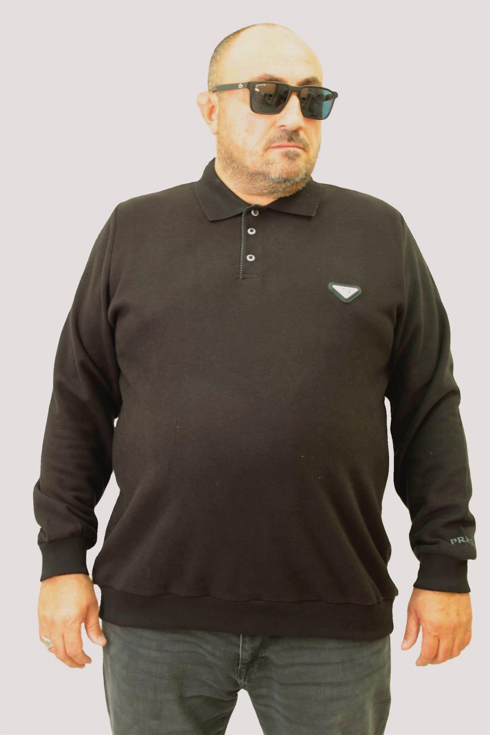 Erkek Büyük Beden Polo Yaka Sweat PRD 24405 SIYAH
