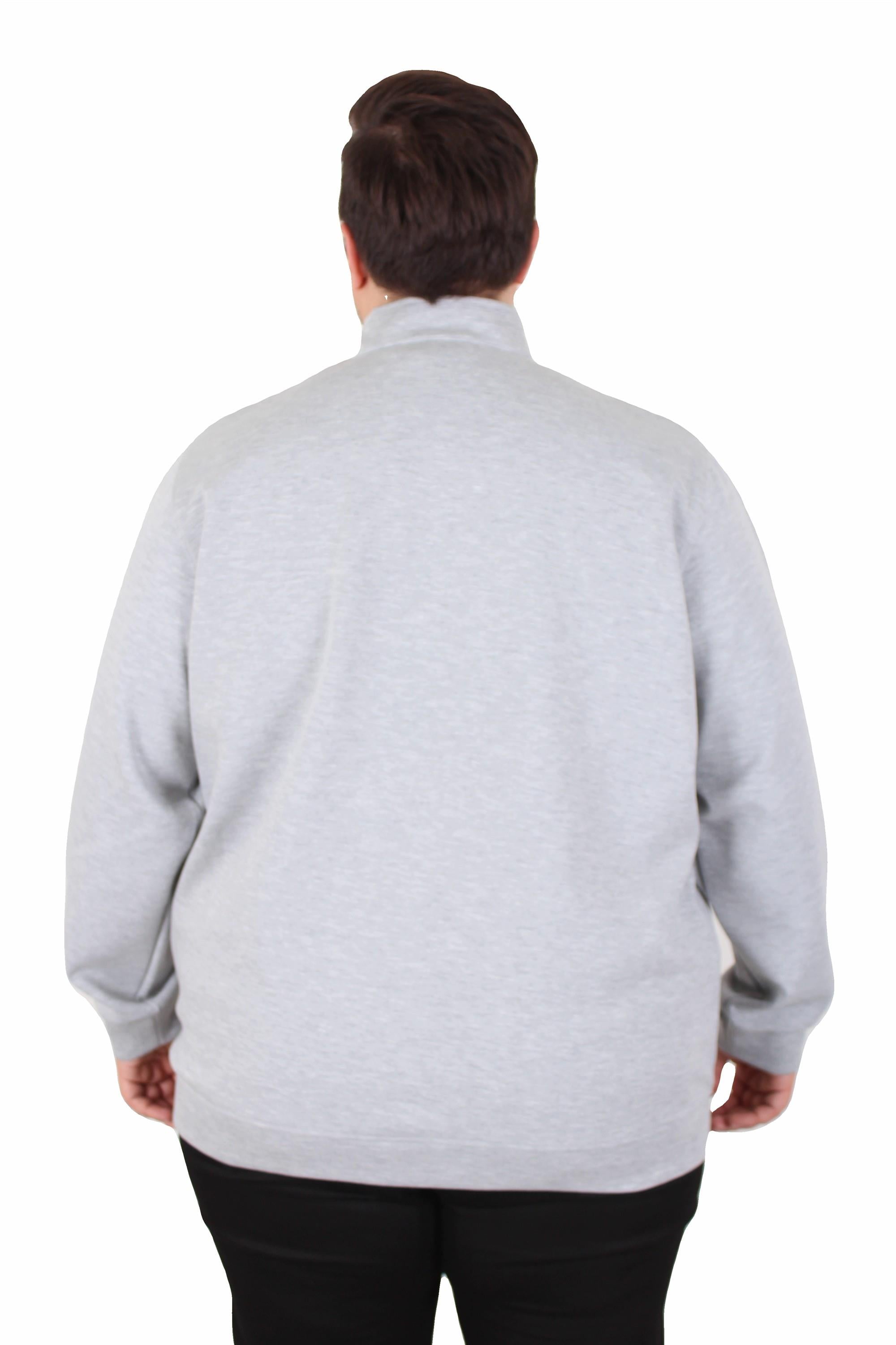 Erkek Büyük Beden Polo Yaka Fermuarlı Sweat Double Face LCST. 25710 GRI