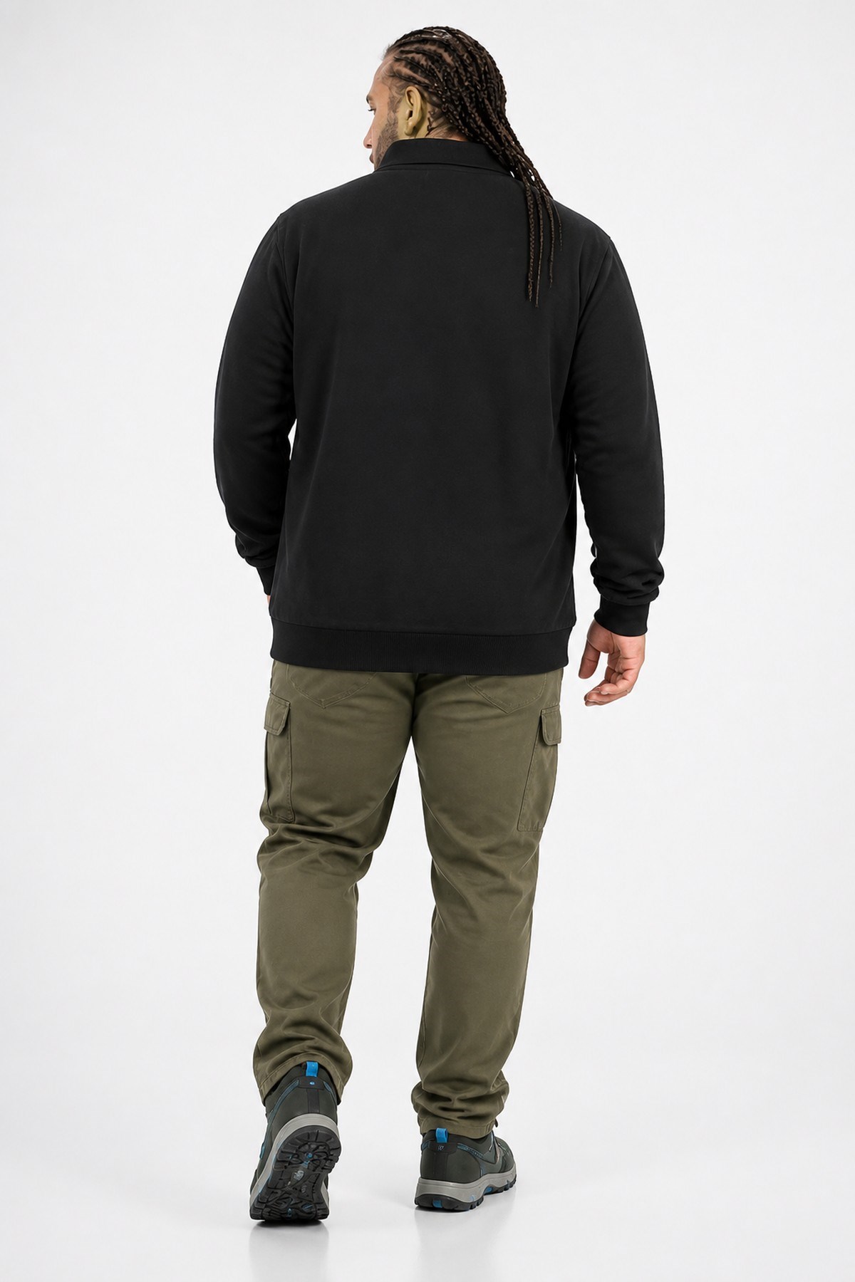 Erkek Büyük Beden Polo Yaka Sweat LV 24406 SIYAH