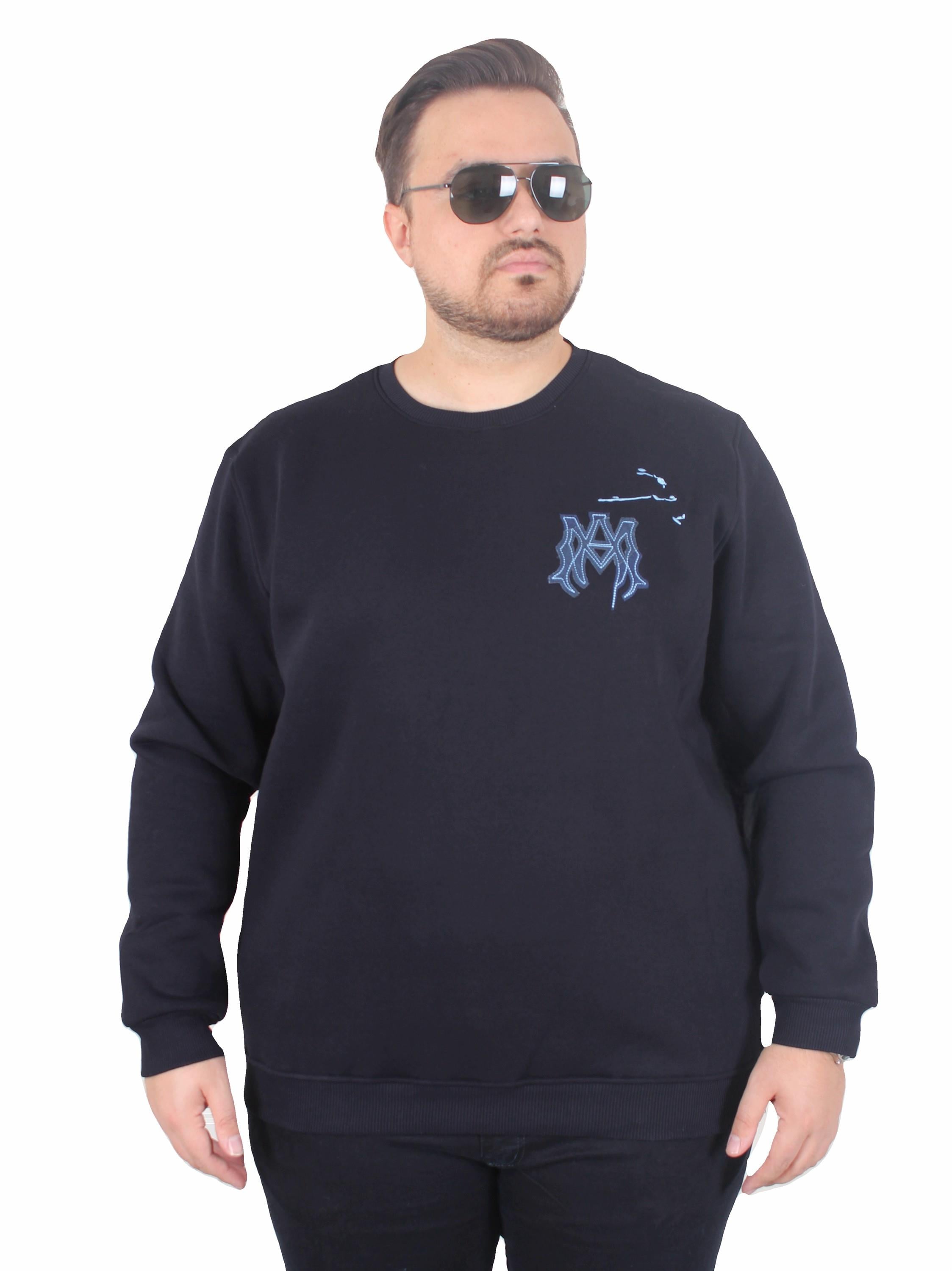 Erkek Büyük Beden Bisiklet Yaka 3ip Sweat AMR 25723 LACIVERT