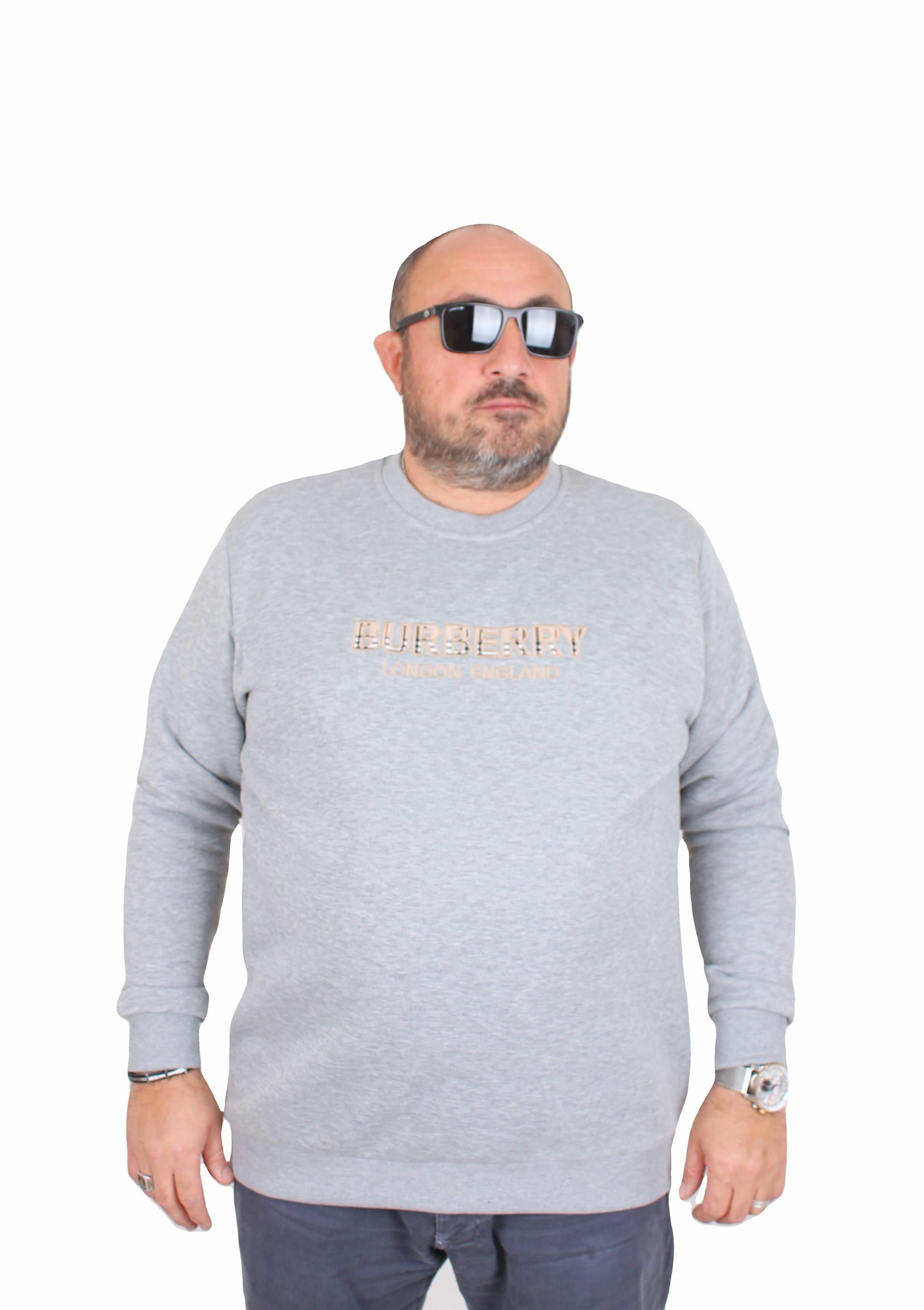 Erkek Büyük Beden Sıfır Yaka 3ip Sweat BRB 24201 GRI MELANJ