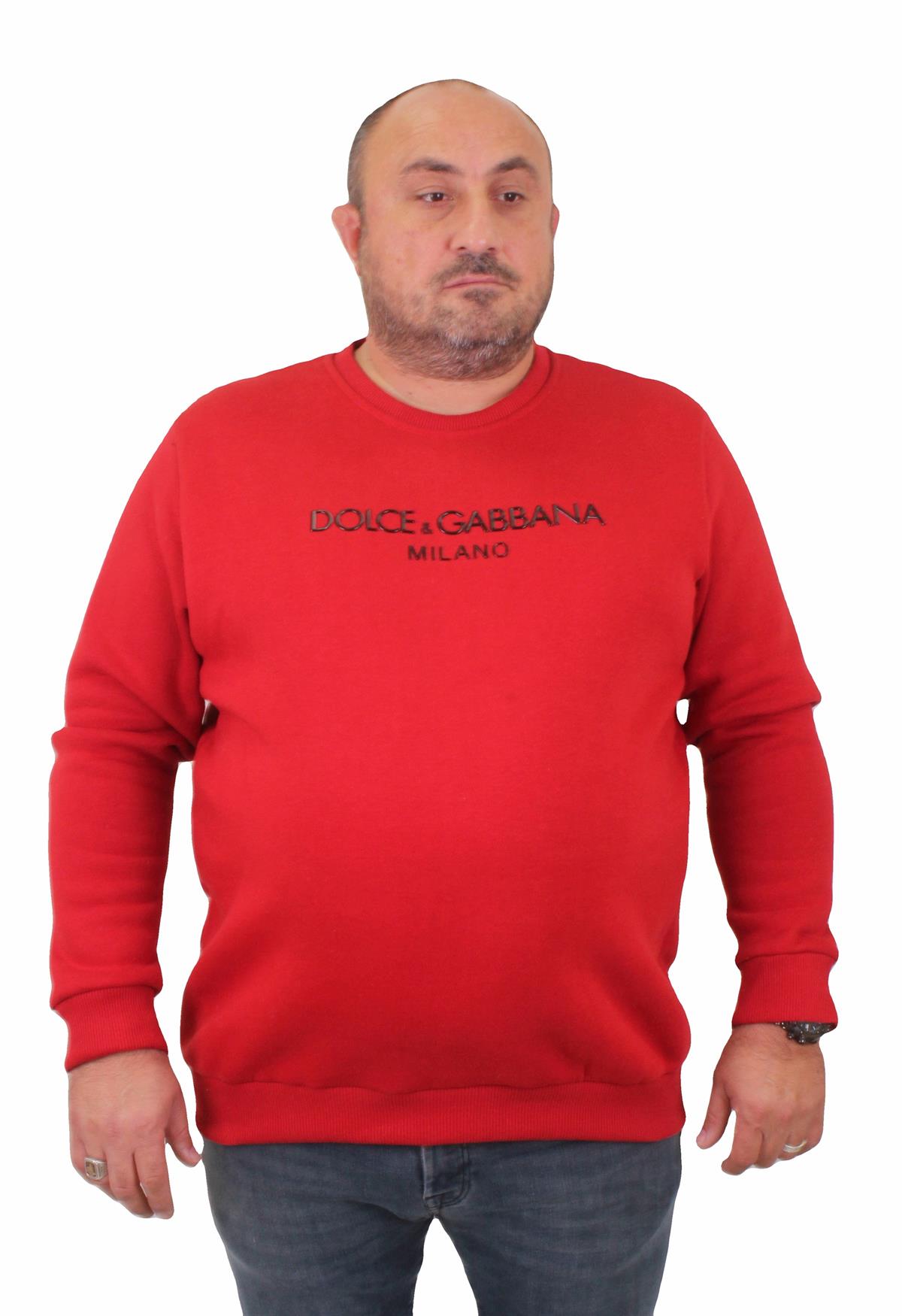 Erkek Büyük Beden Sıfır Yaka Sweat DG 23207 KIRMIZI