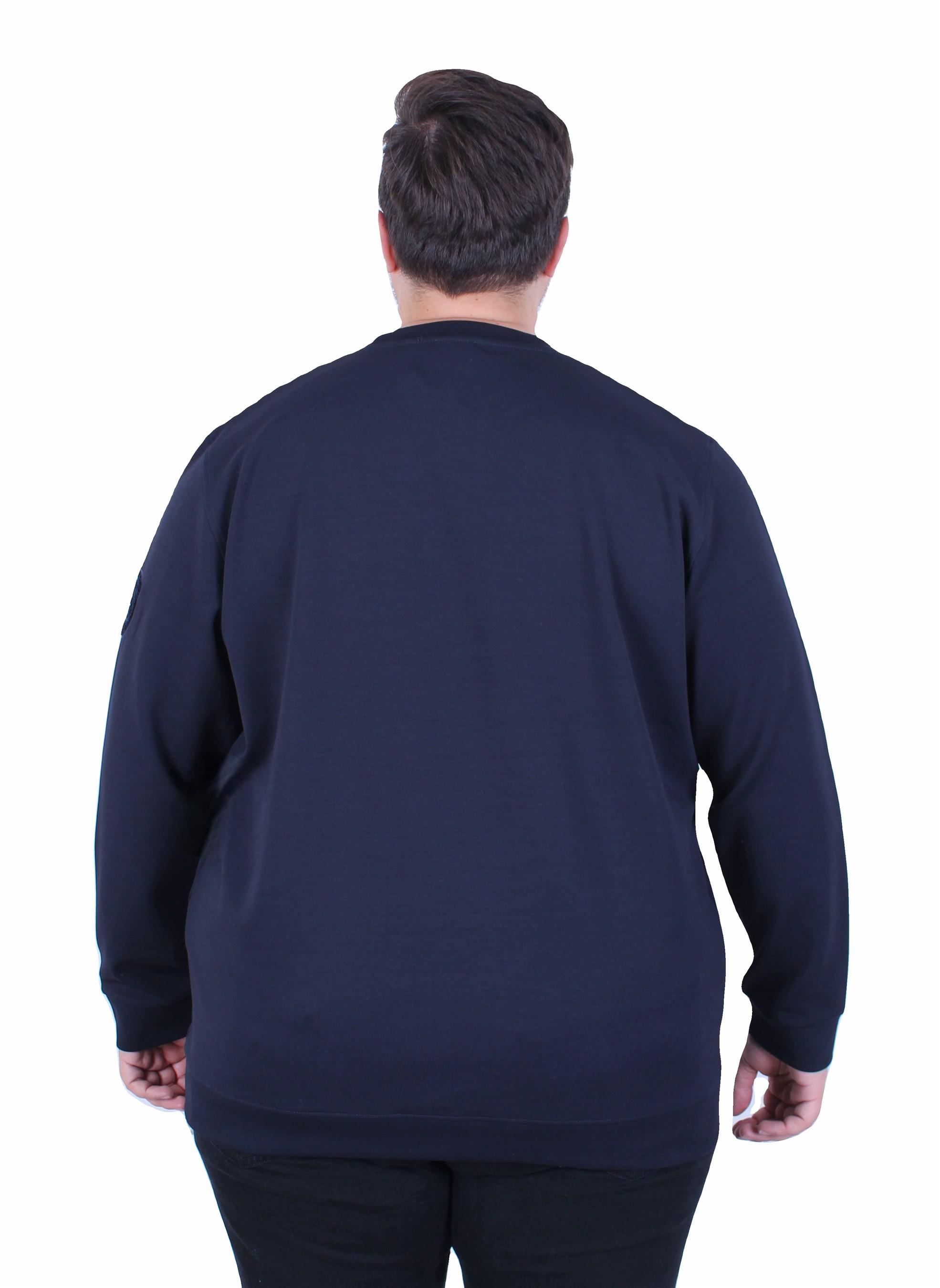 Erkek Büyük Beden Bisiklet Yaka Sweat Double Face BRB. 25711 LACIVERT