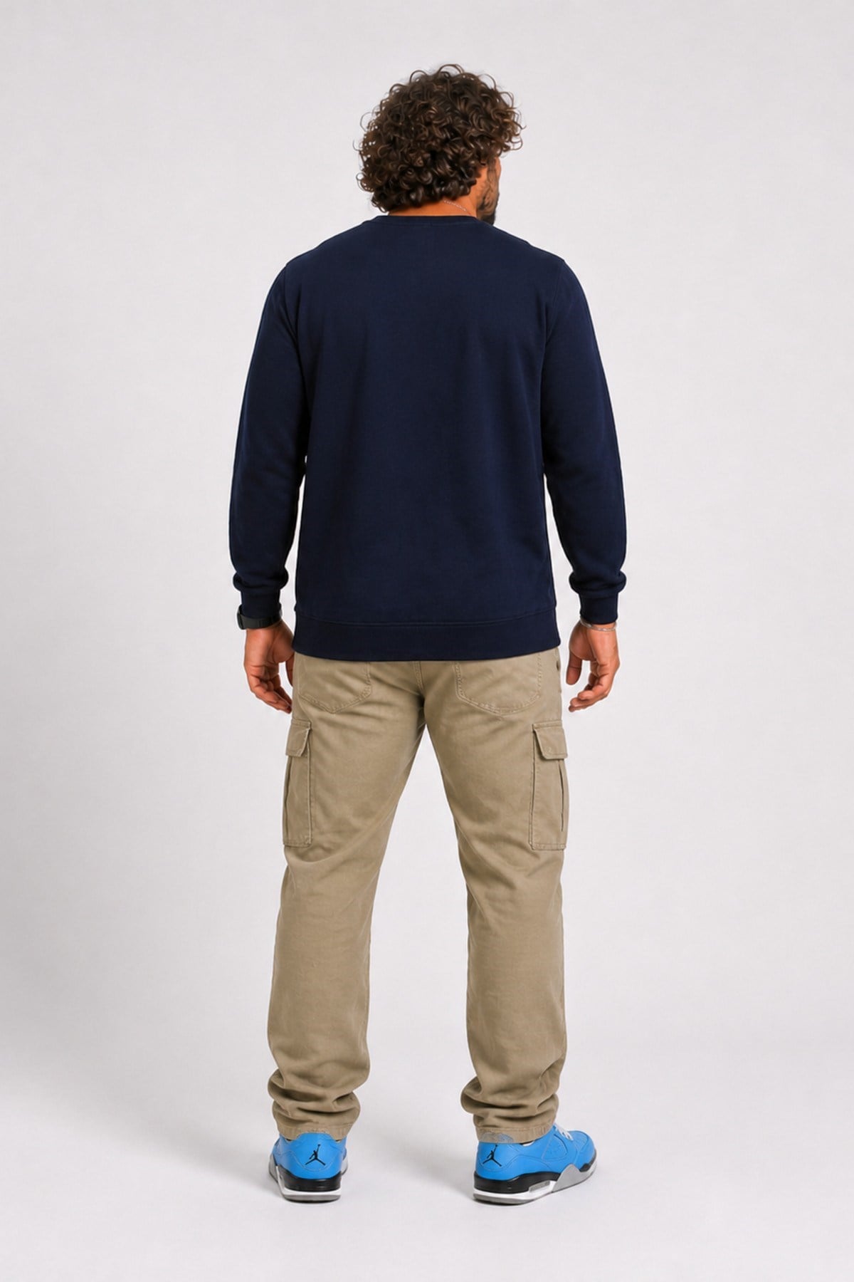 Erkek Büyük Beden Bisiklet Yaka Sweatshirt D&G 25726 LACIVERT