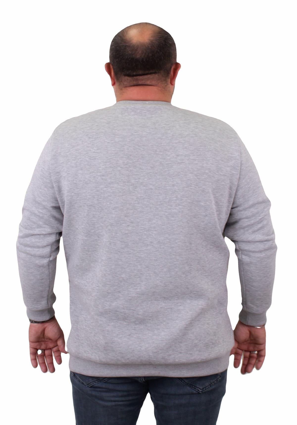 Erkek Büyük Beden Sıfır Yaka Sweat DG 23207 GRI MELANJ