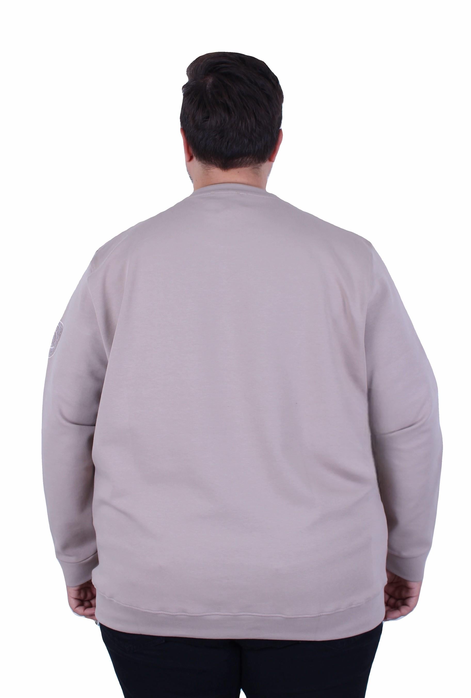 Erkek Büyük Beden Bisiklet Yaka Sweat Double Face BRB. 25711 BEJ