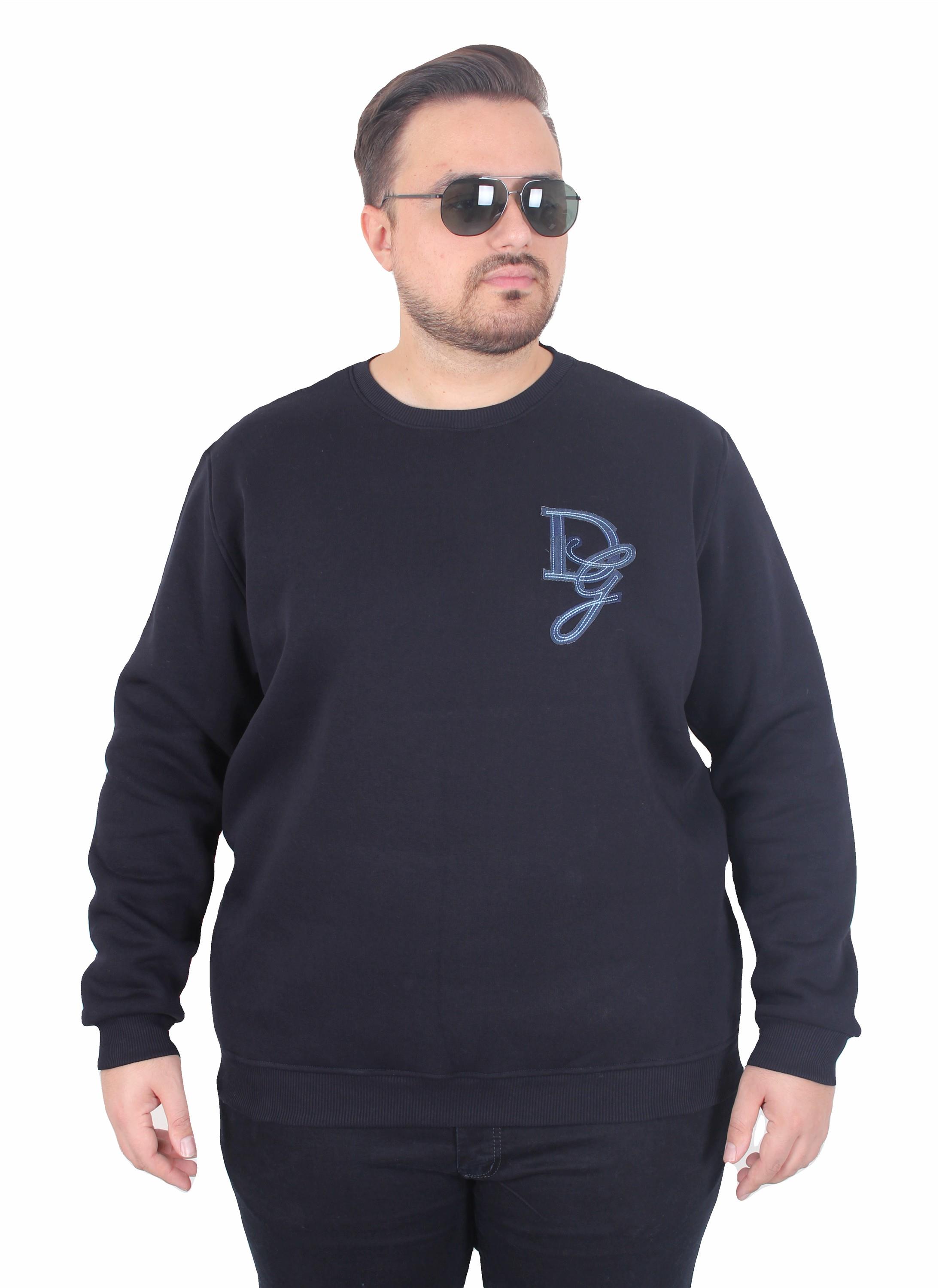 Erkek Büyük Beden Bisiklet Yaka 3ip Sweat D&G 25722 LACIVERT