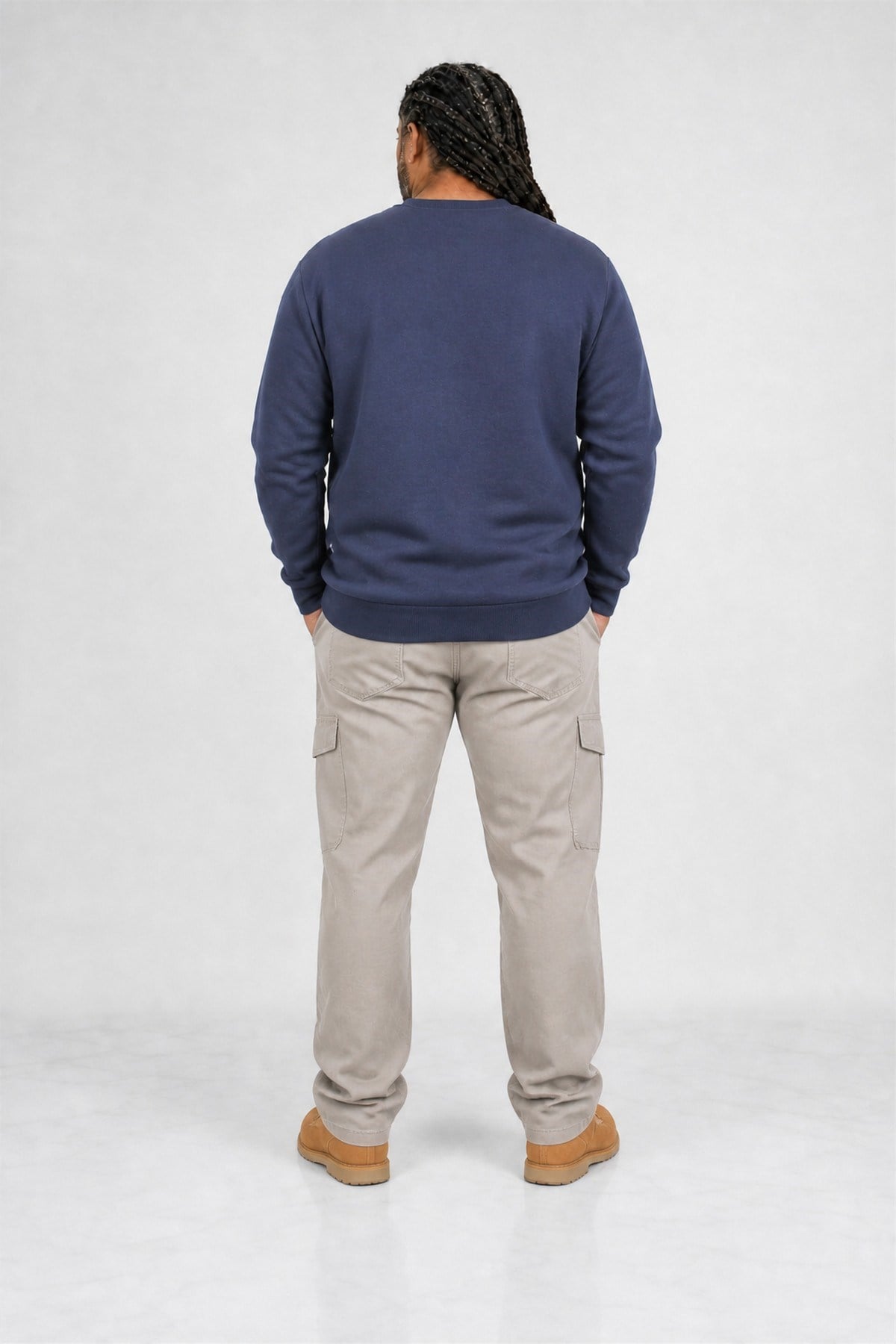 Erkek Büyük Beden Sıfır Yaka 3ip Sweat BRB 24206 INDIGO