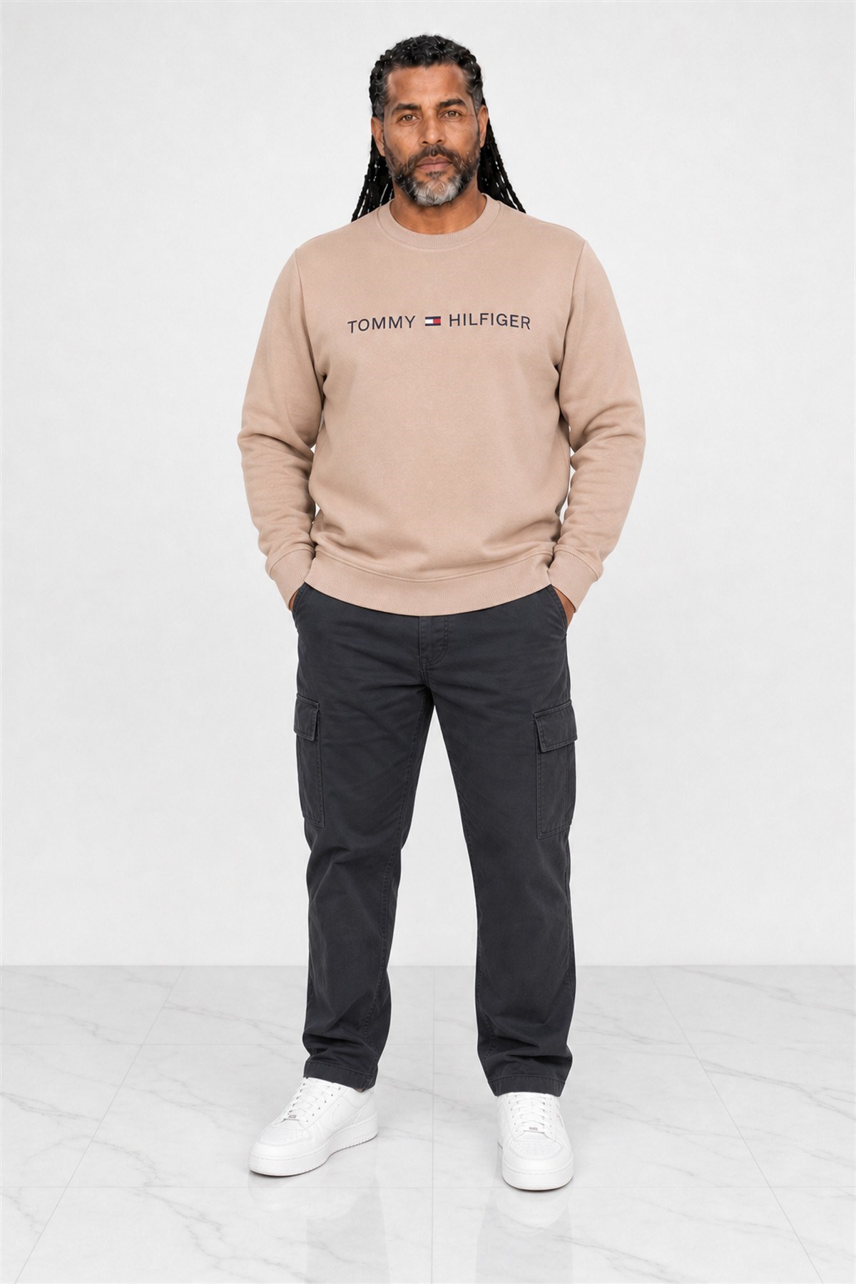 Erkek Büyük Beden Sıfır Yaka 3ip Sweat Tmmy 24204 CAMEL