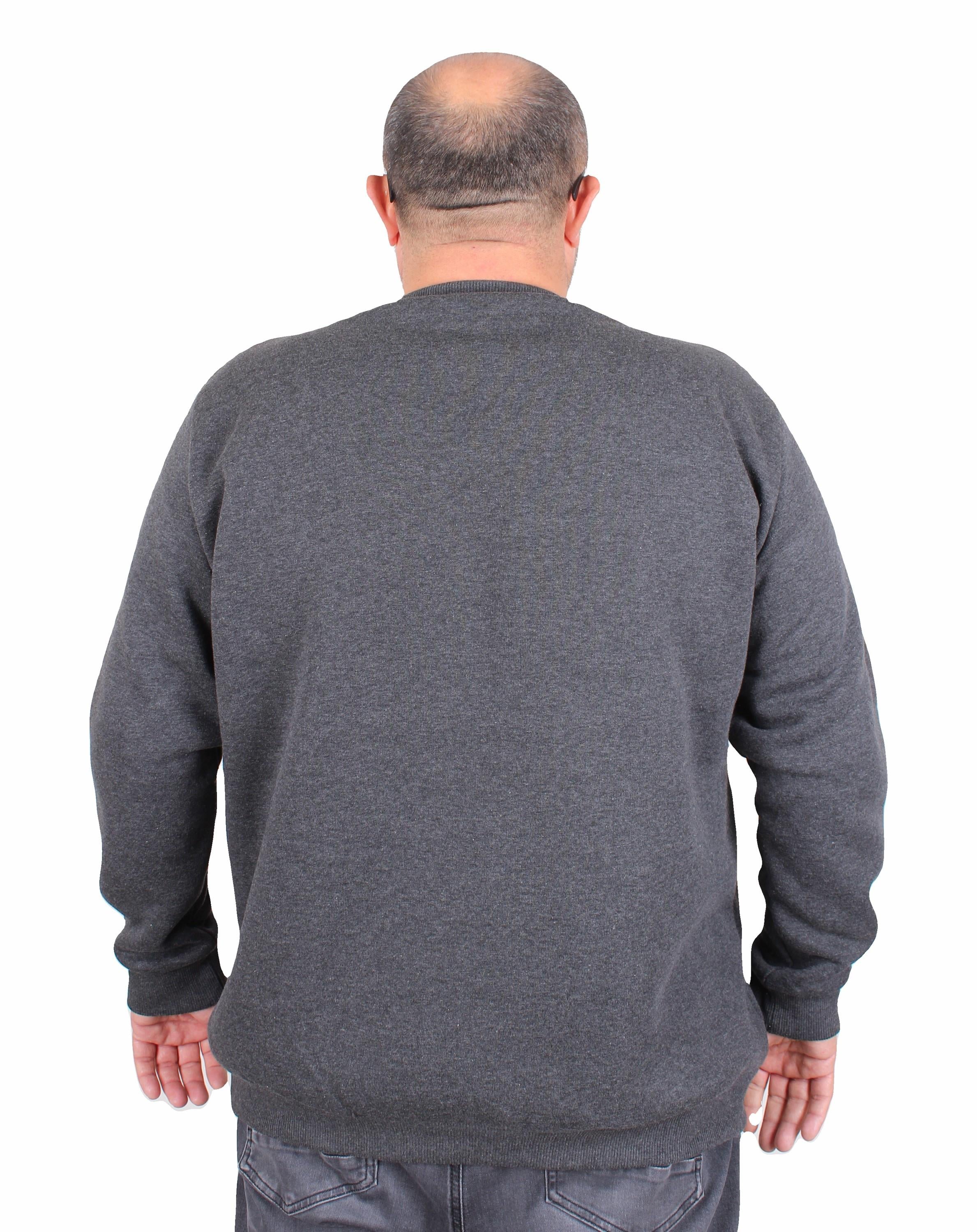 Erkek Büyük Beden Sıfır Yaka 3ip Sweat BRB 24201 ANTRASİT MELANJ