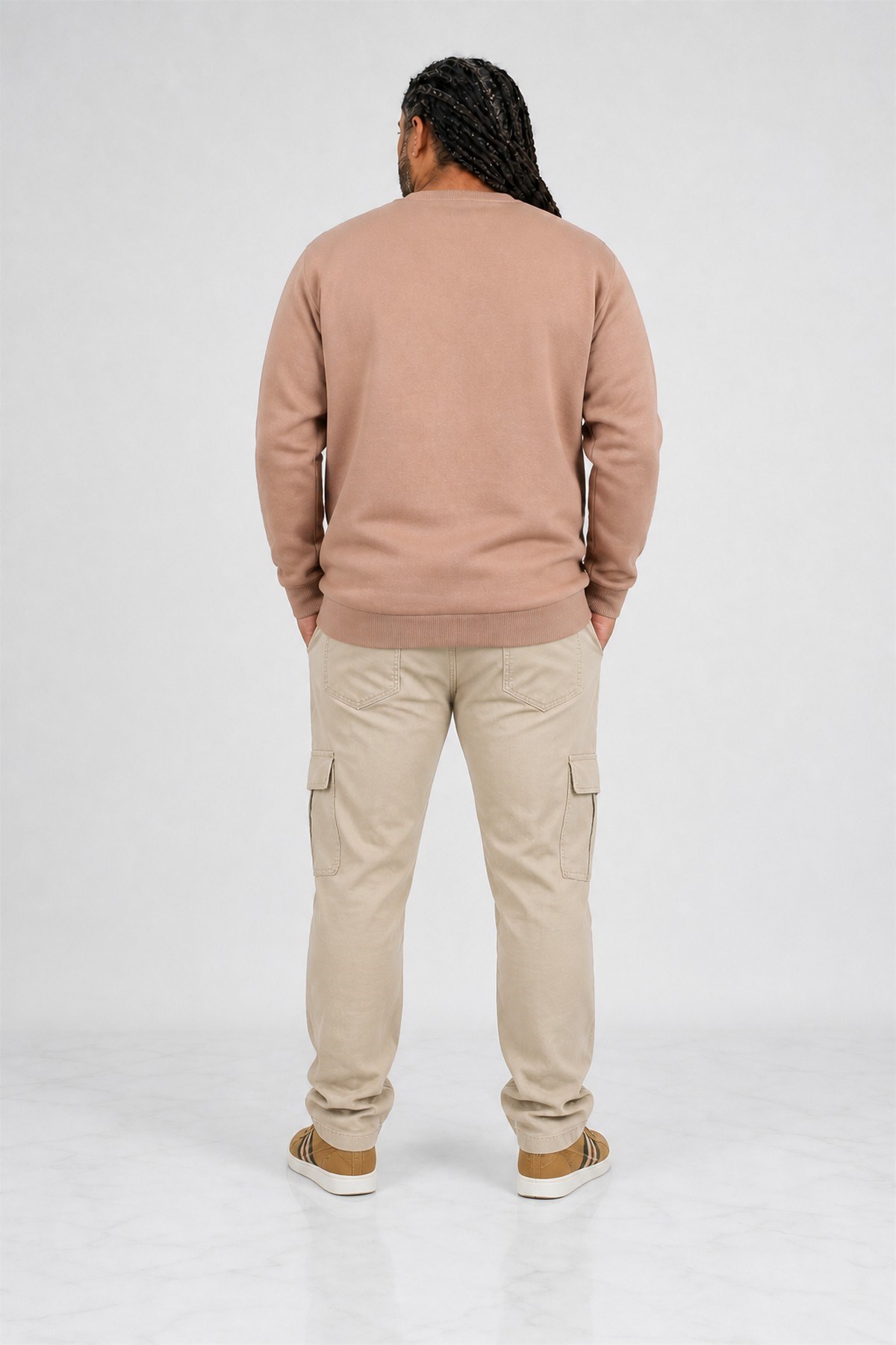 Erkek Büyük Beden Sıfır Yaka 3ip Sweat BRB 24201 S.KAHVE