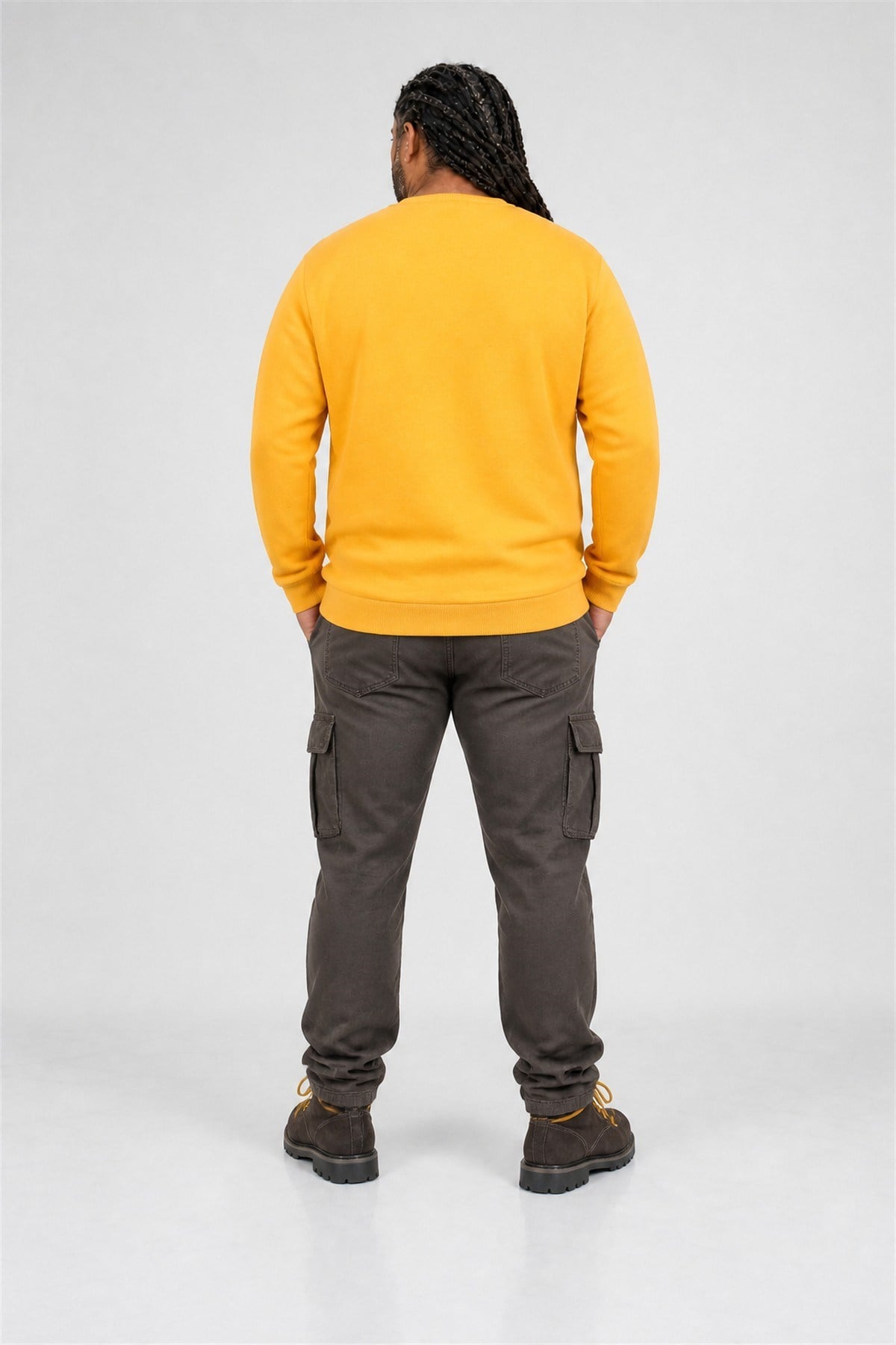 Erkek Büyük Beden Sıfır Yaka 3ip Sweat PRD 24207 HARDAL