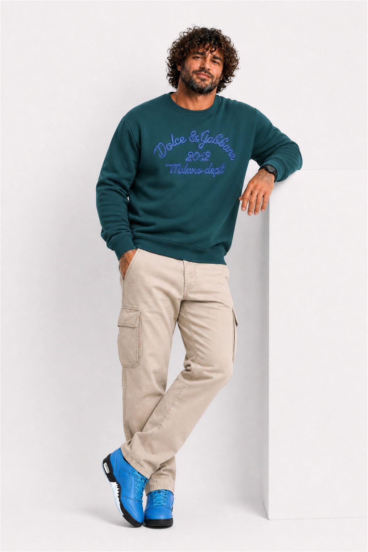 Erkek Büyük Beden Bisiklet Yaka Sweatshirt D&G 25726 NEFTI