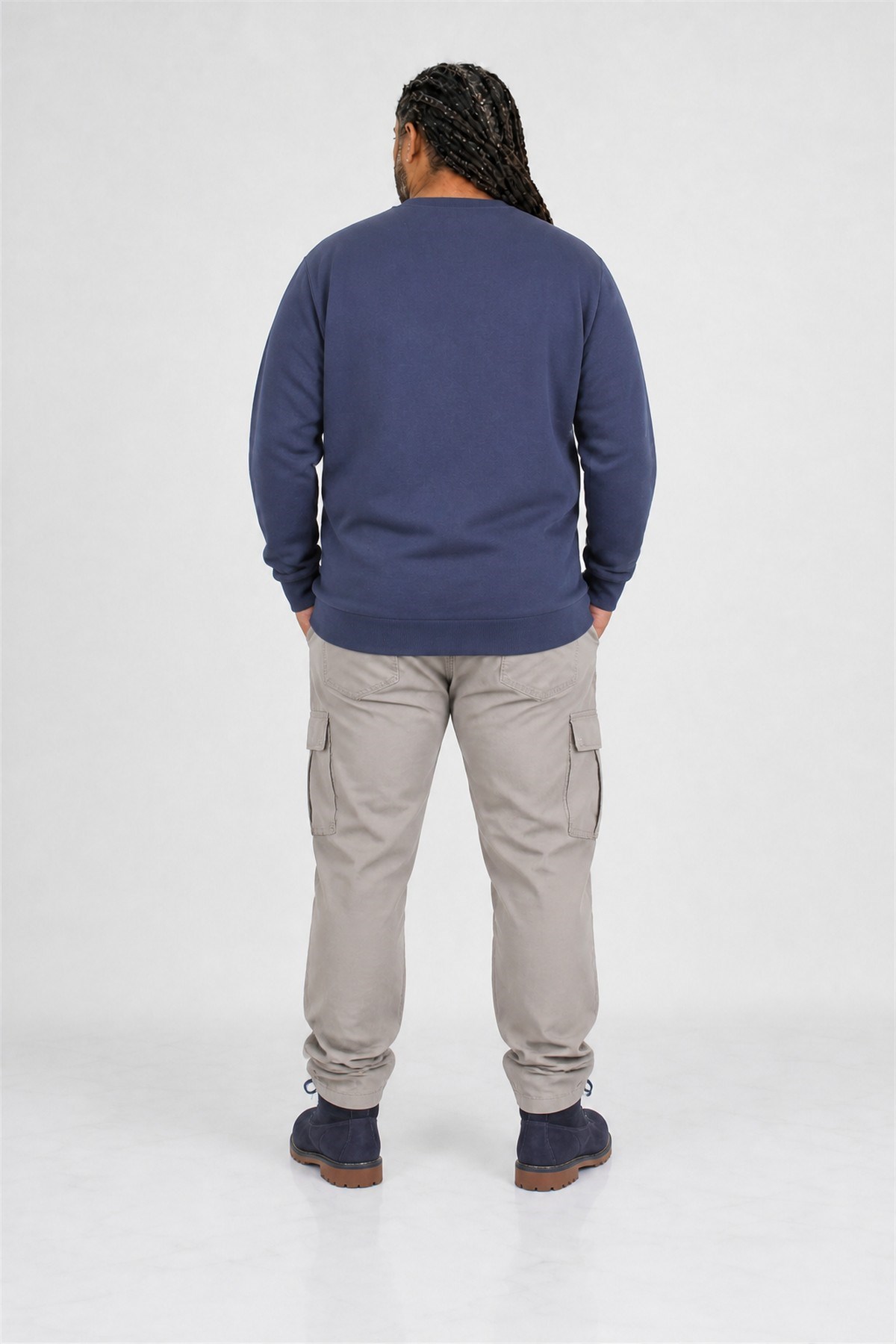 Erkek Büyük Beden Sıfır Yaka 3ip Sweat PRD 24207 INDIGO