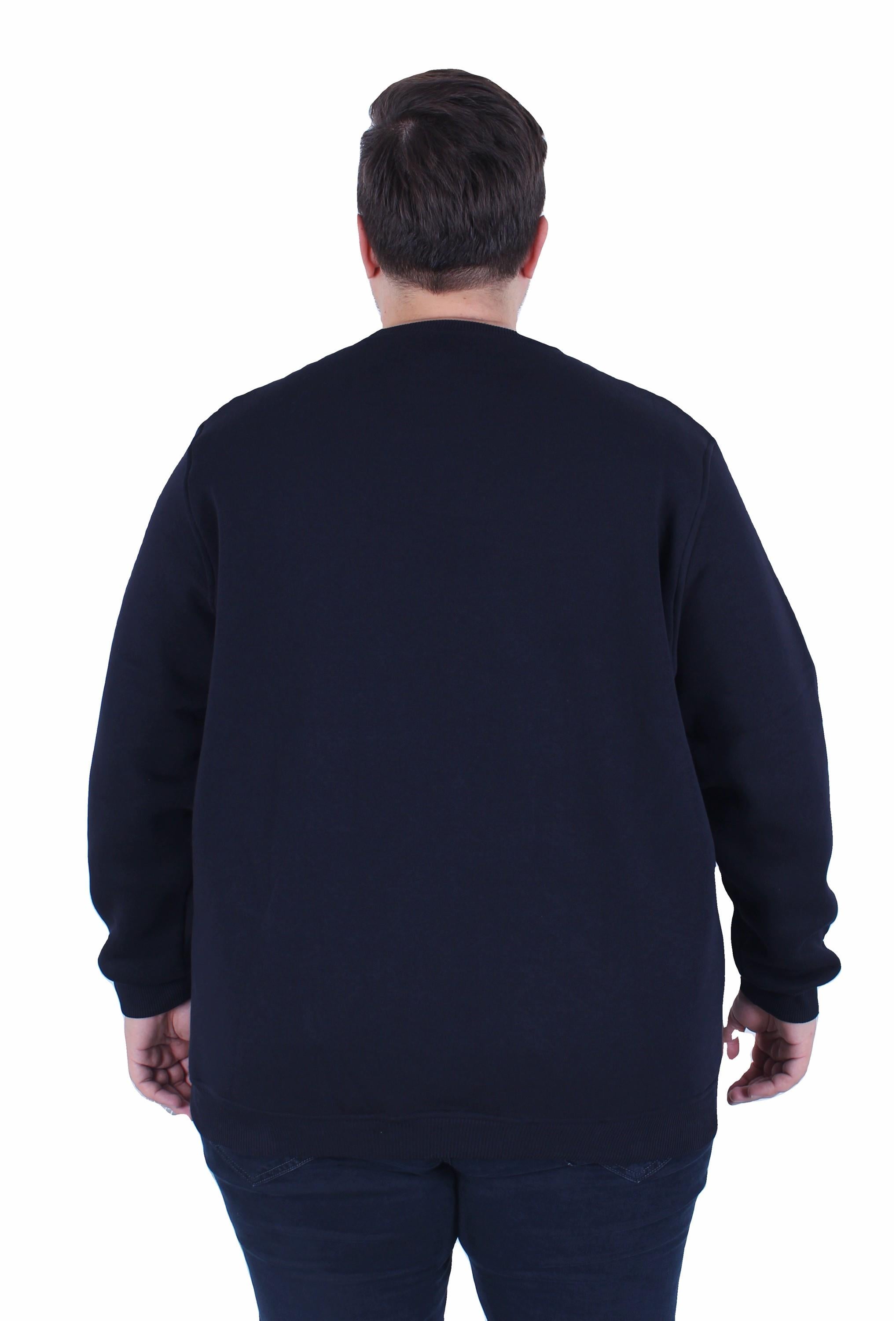 Erkek Büyük Beden Bisiklet Yaka 3ip Sweat Blnciaga 25724 LACIVERT