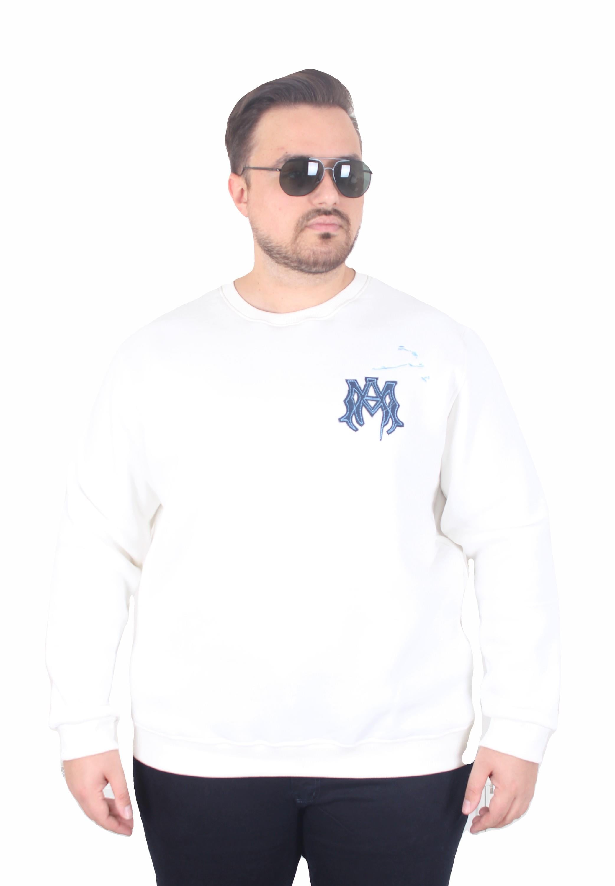 Erkek Büyük Beden Bisiklet Yaka 3ip Sweat AMR 25723 EKRU