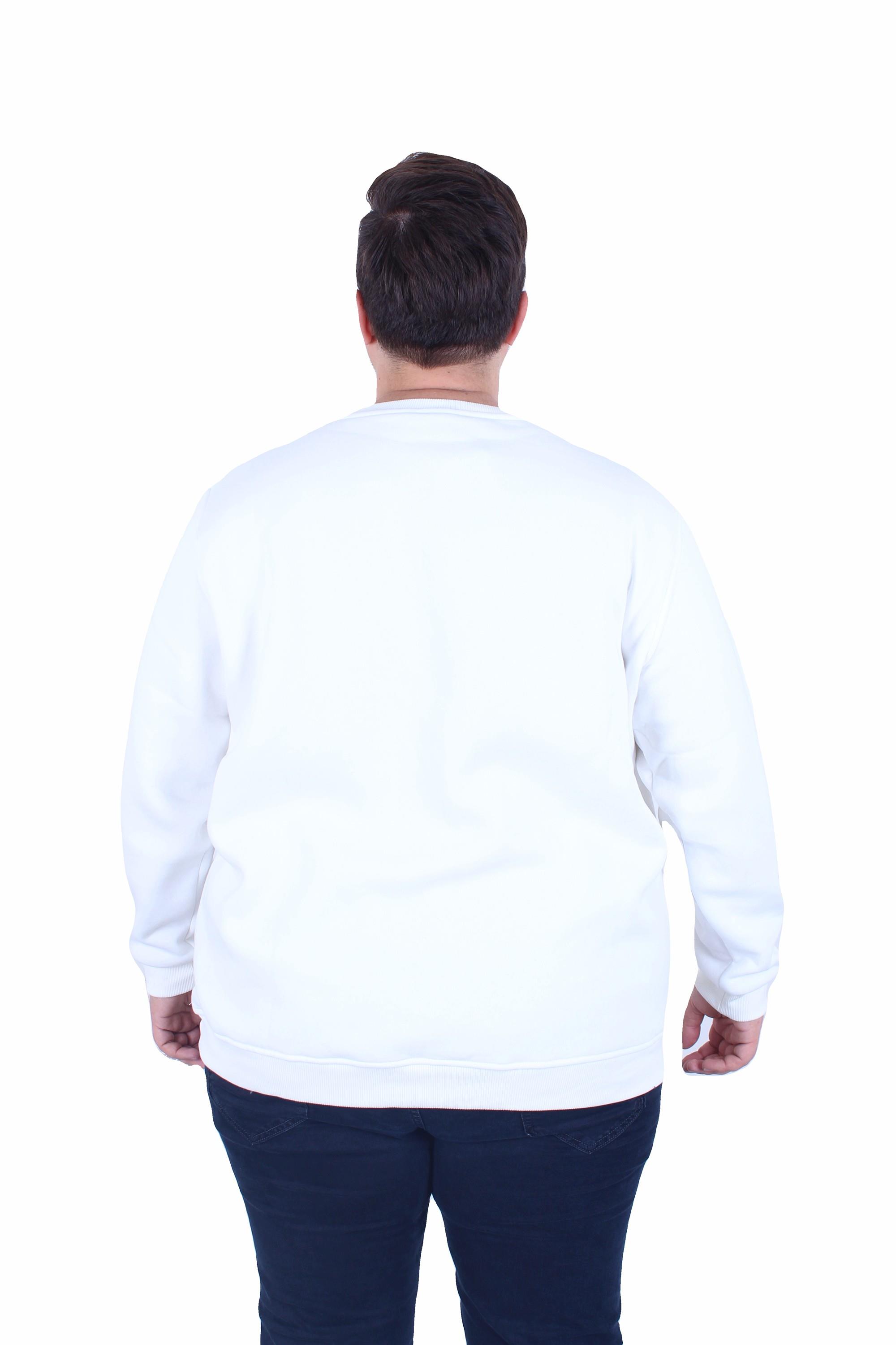 Erkek Büyük Beden Bisiklet Yaka 3ip Sweat Blnciaga 25724 EKRU