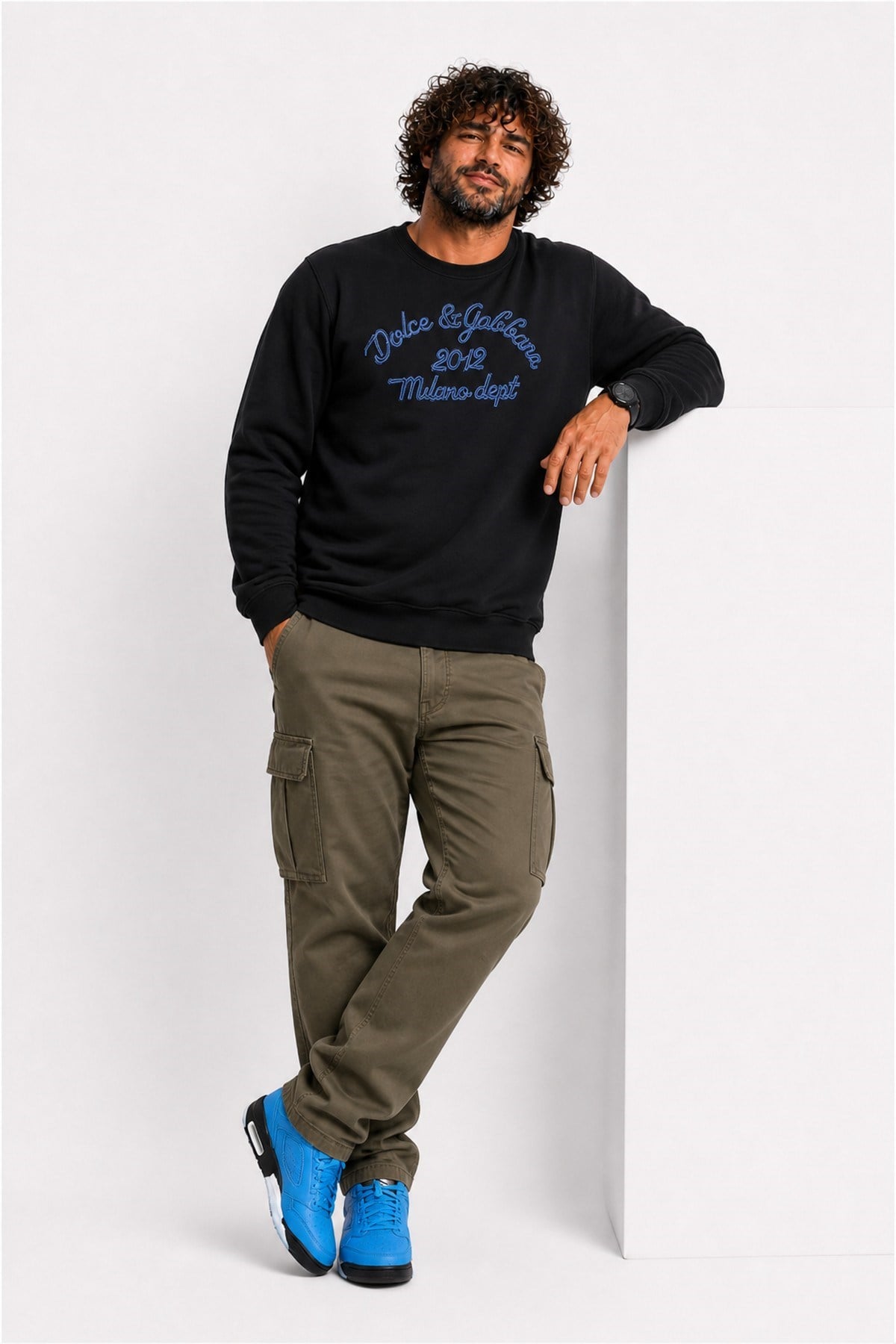 Erkek Büyük Beden Bisiklet Yaka Sweatshirt D&G 25726 SIYAH