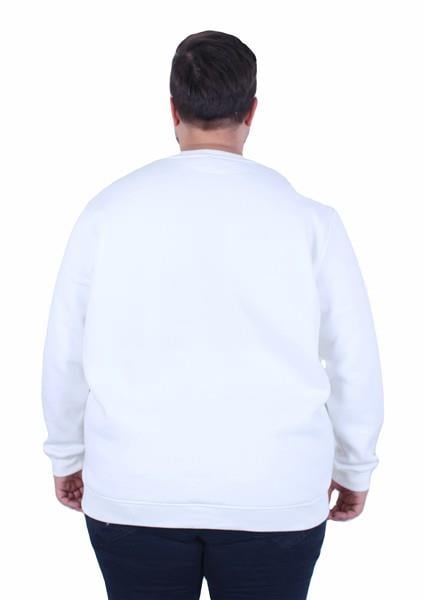 Erkek Büyük Beden Bisiklet Yaka Sweatshirt D&G 25726 EKRU