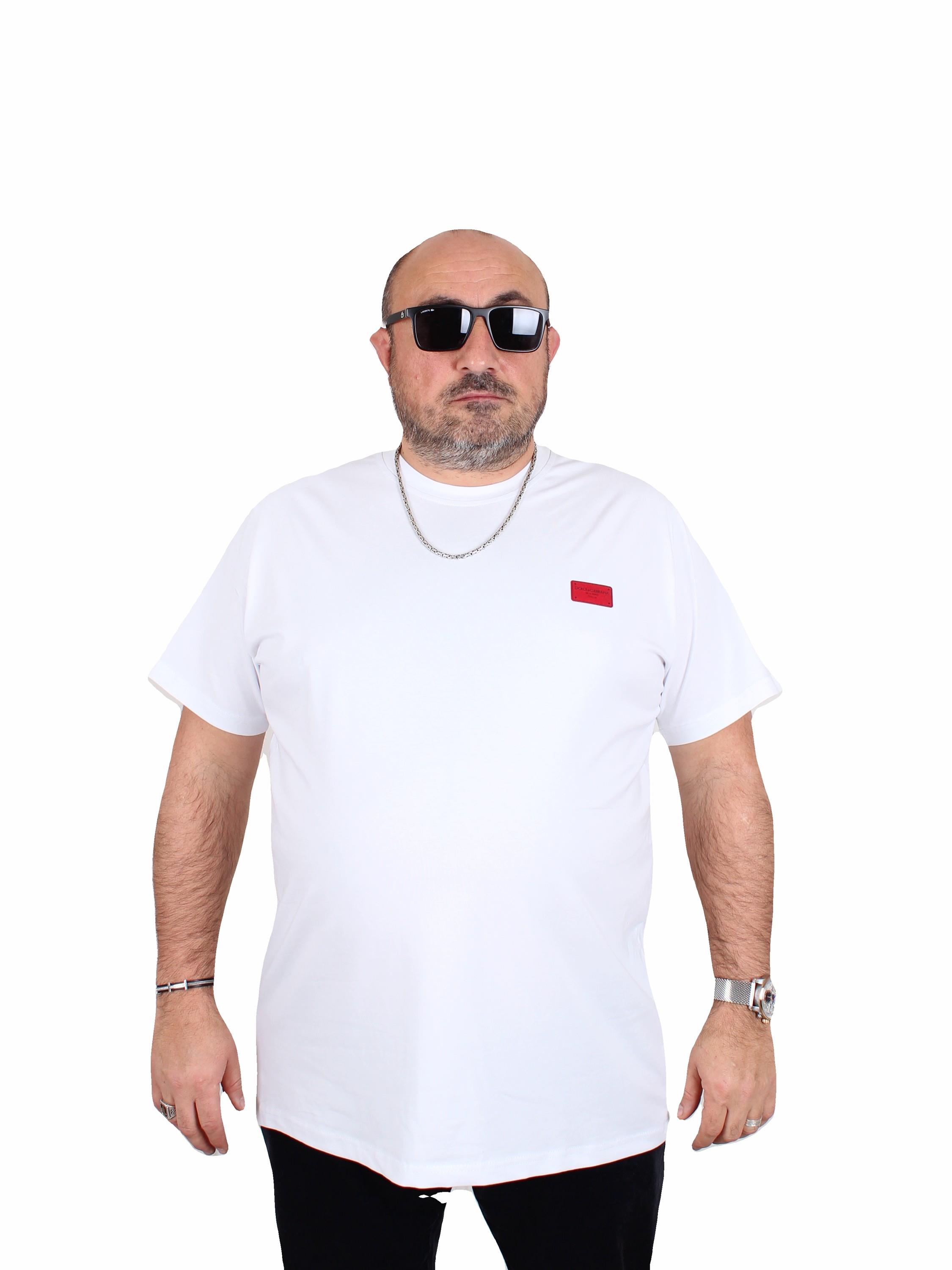 Erkek Büyük Beden Sıfır Yaka Tişört DG 25123 BEYAZ
