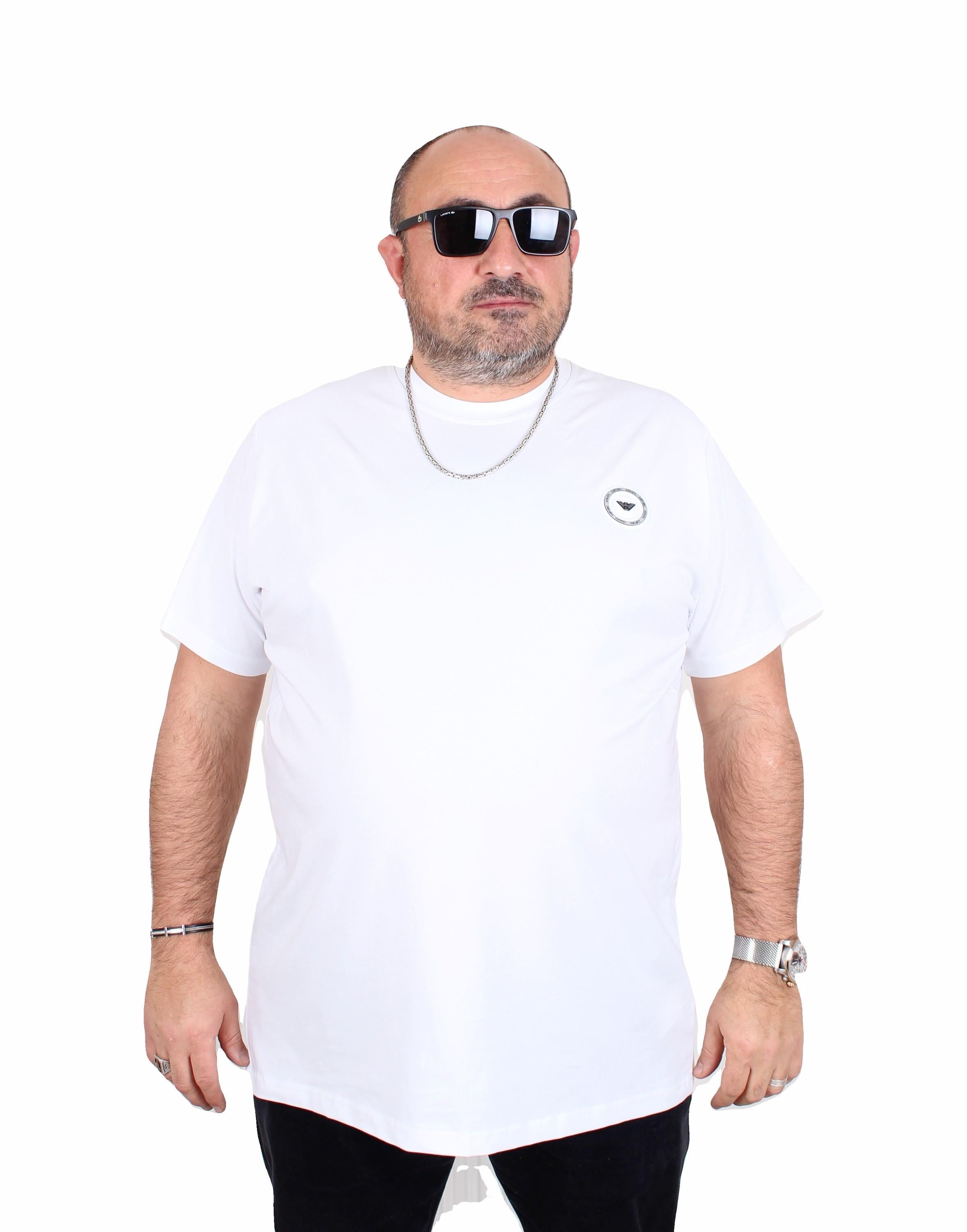 Erkek Büyük Beden Sıfır Yaka Tişört EmpArm 25129 BEYAZ