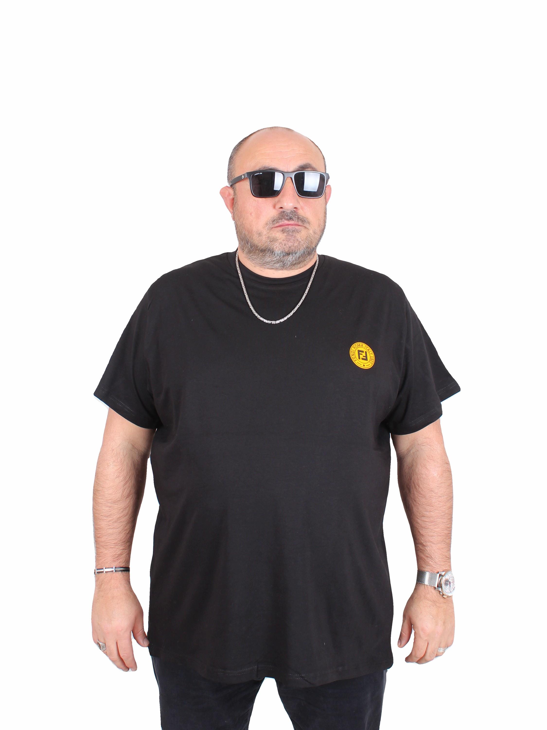 Erkek Büyük Beden Sıfır Yaka Tişört Fnd 25120 SIYAH