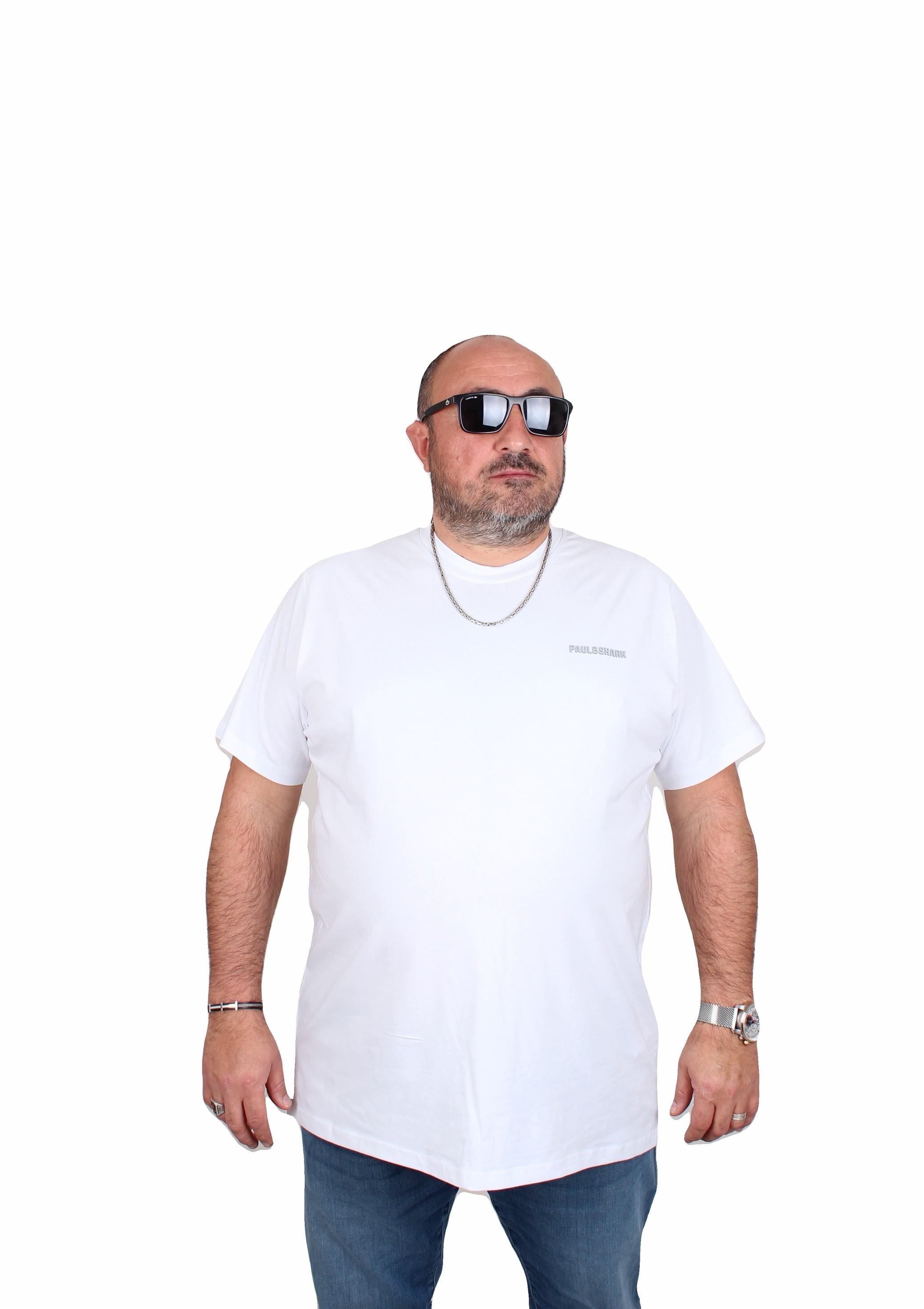 Erkek Büyük Beden Sıfır Yaka Tişört PShrk 25108 BEYAZ