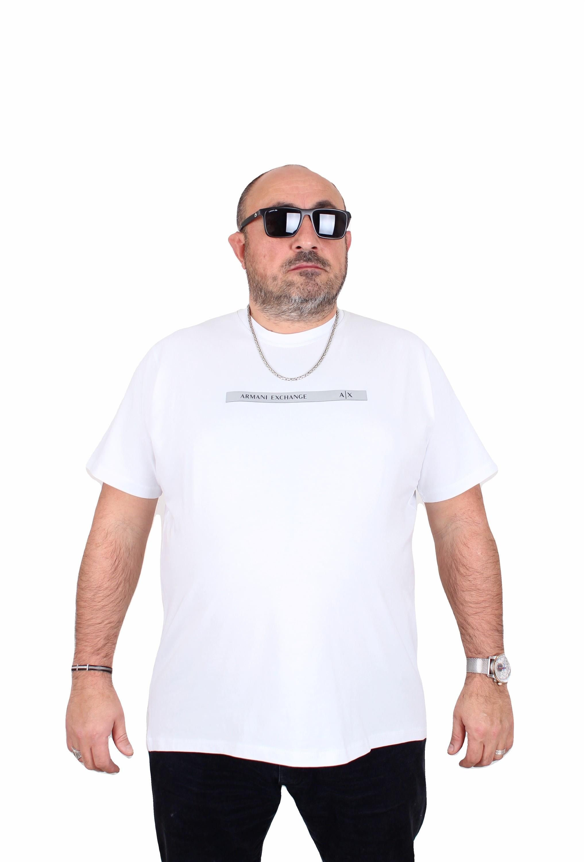 Erkek Büyük Beden Sıfır Yaka Tişört Arm Exc 25131 BEYAZ