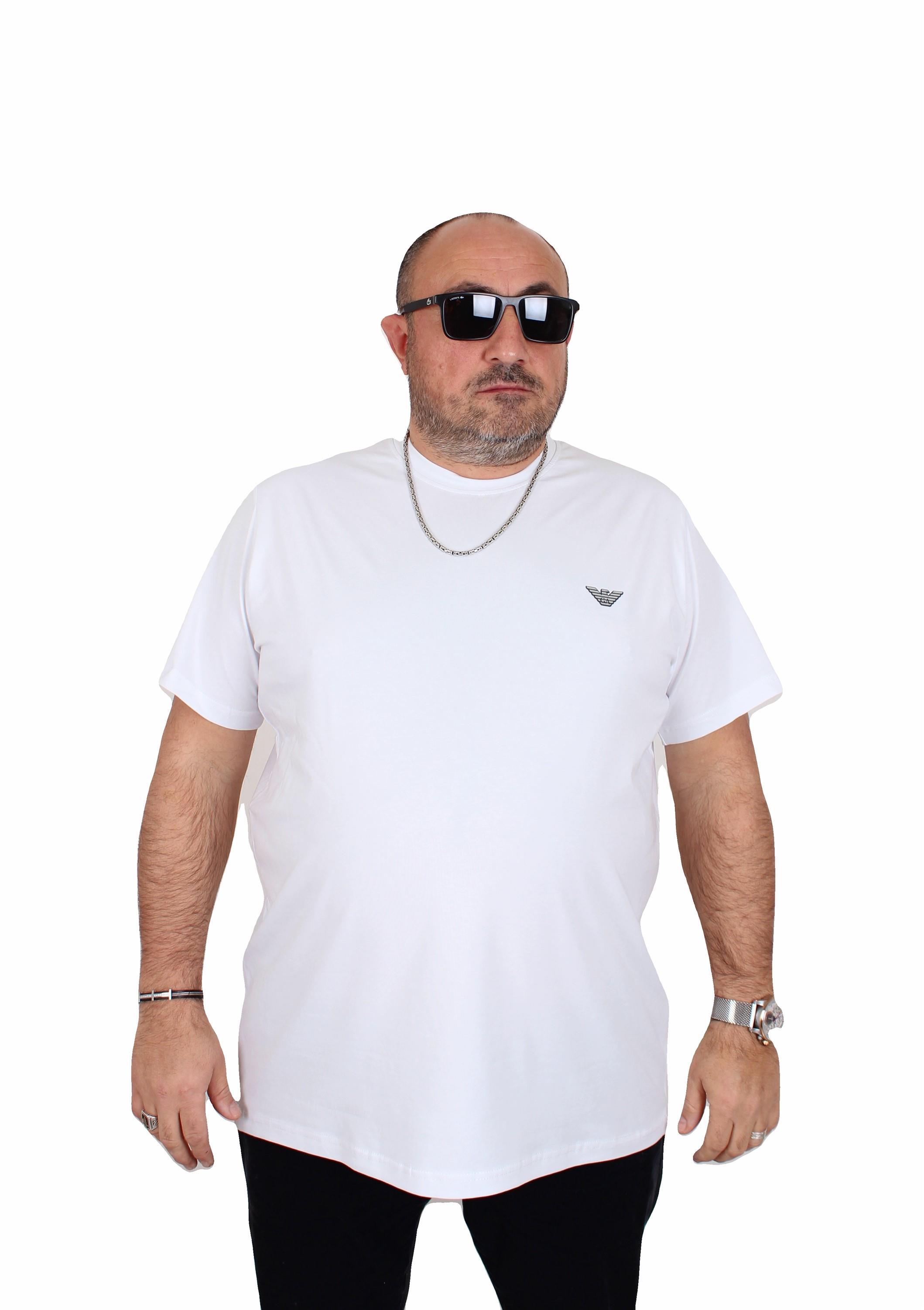 Erkek Büyük Beden Sıfır Yaka Tişört Armny 25103 BEYAZ
