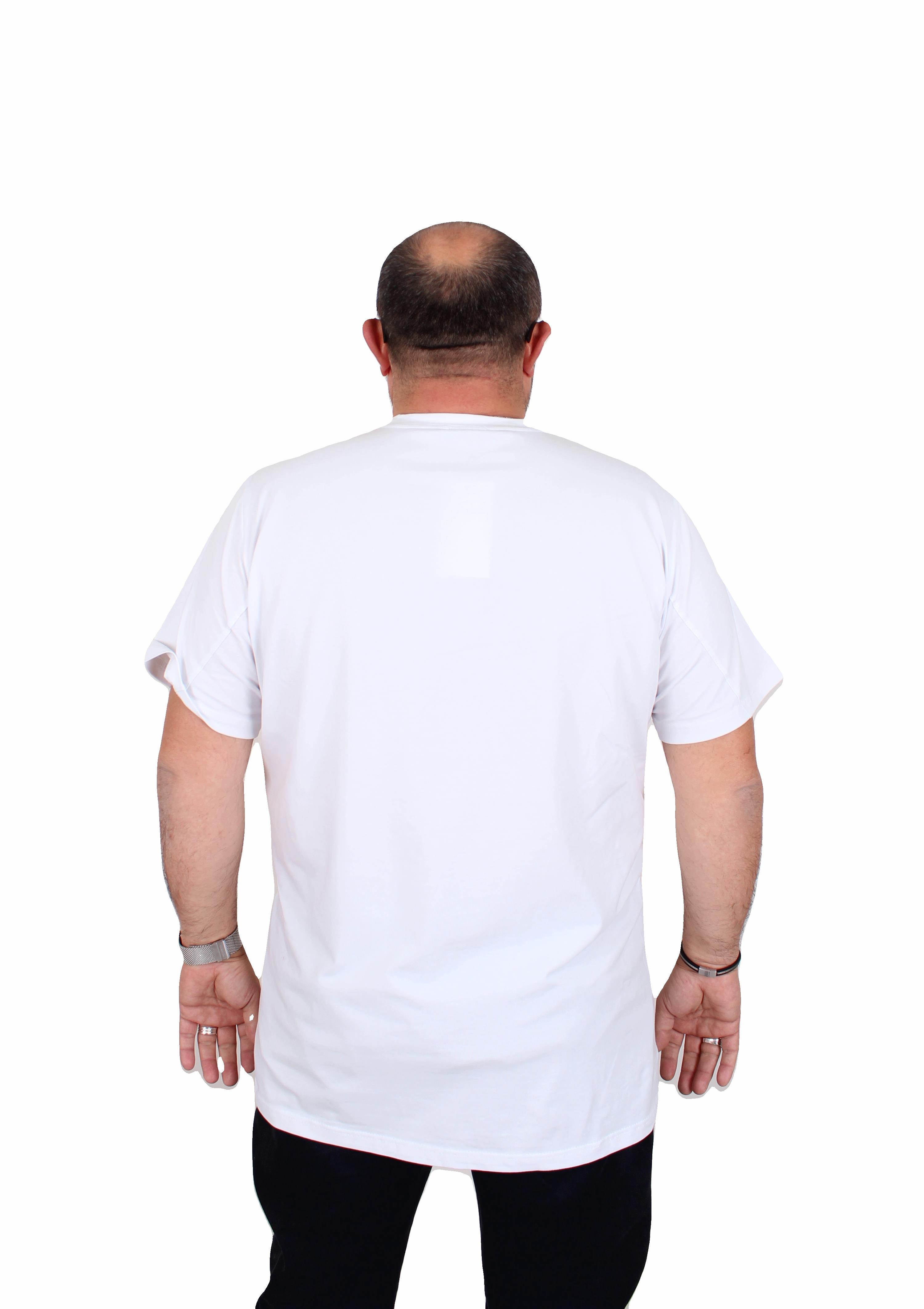 Erkek Büyük Beden Sıfır Yaka Tişört EA 25137 BEYAZ