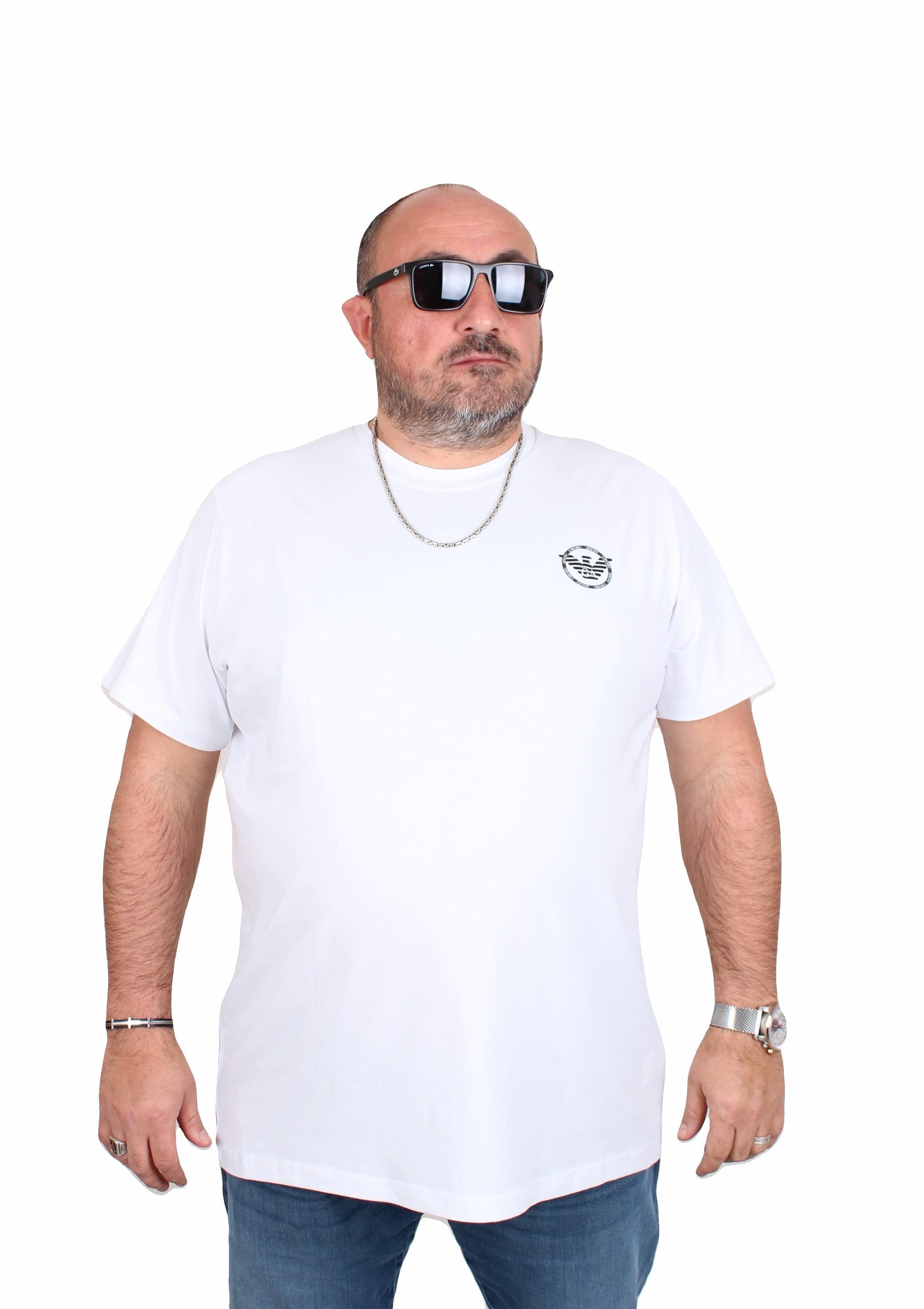 Erkek Büyük Beden Sıfır Yaka Tişört EA Eagle 25113 BEYAZ